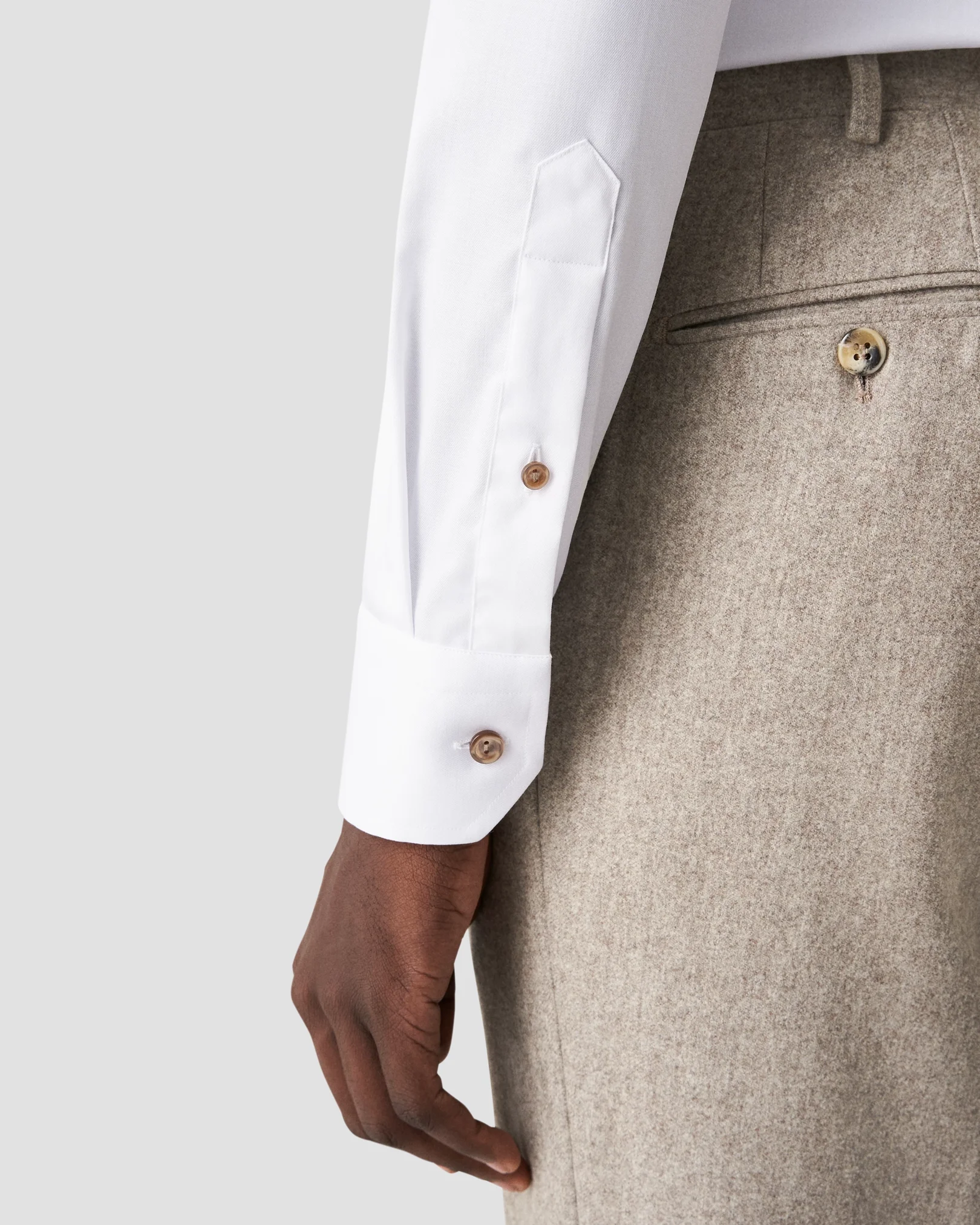 Eton - white signature twill floral contrast