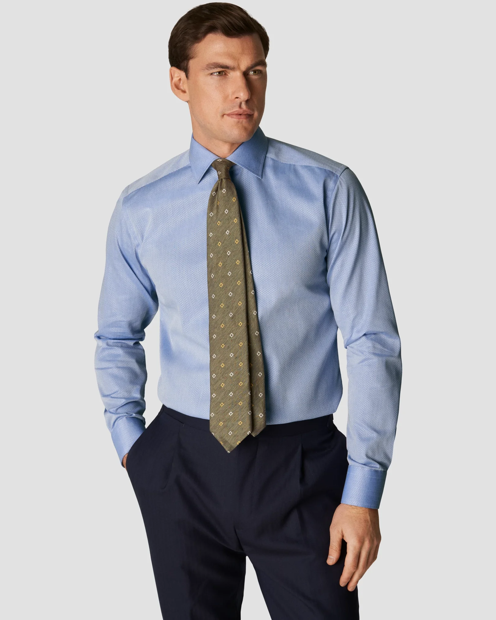 Eton - light blue twill diamond effect