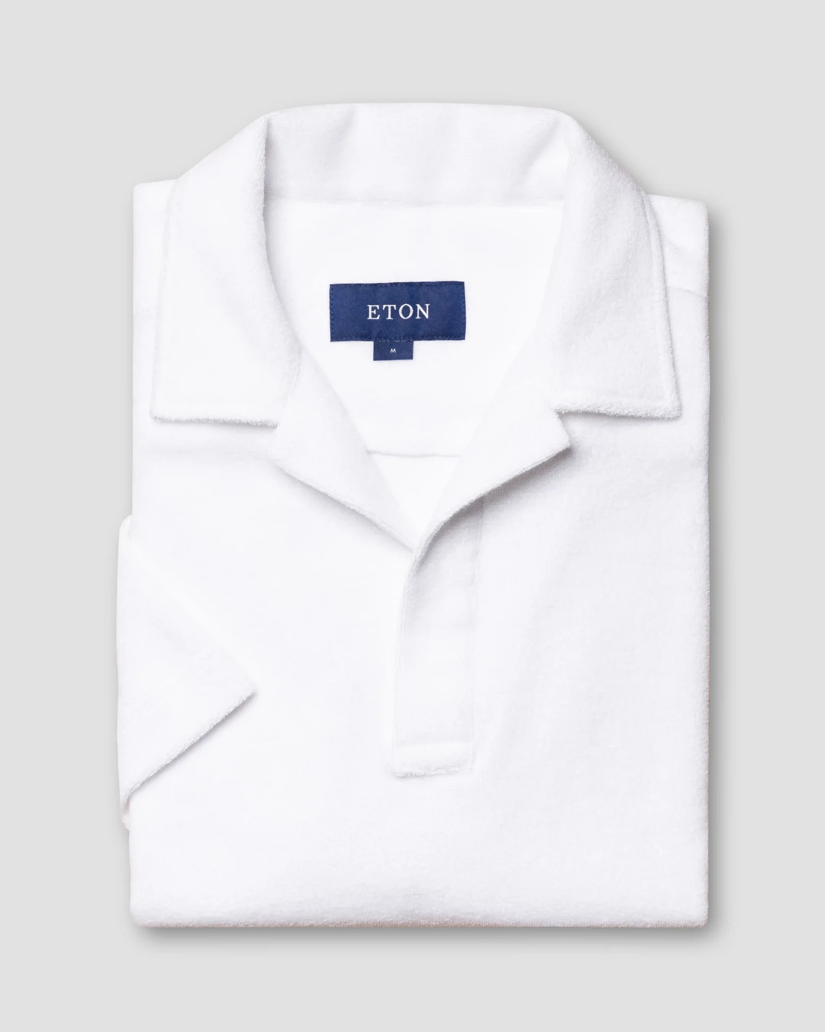 Eton - white jerseyterryfrotte open collar short terry slim jersey