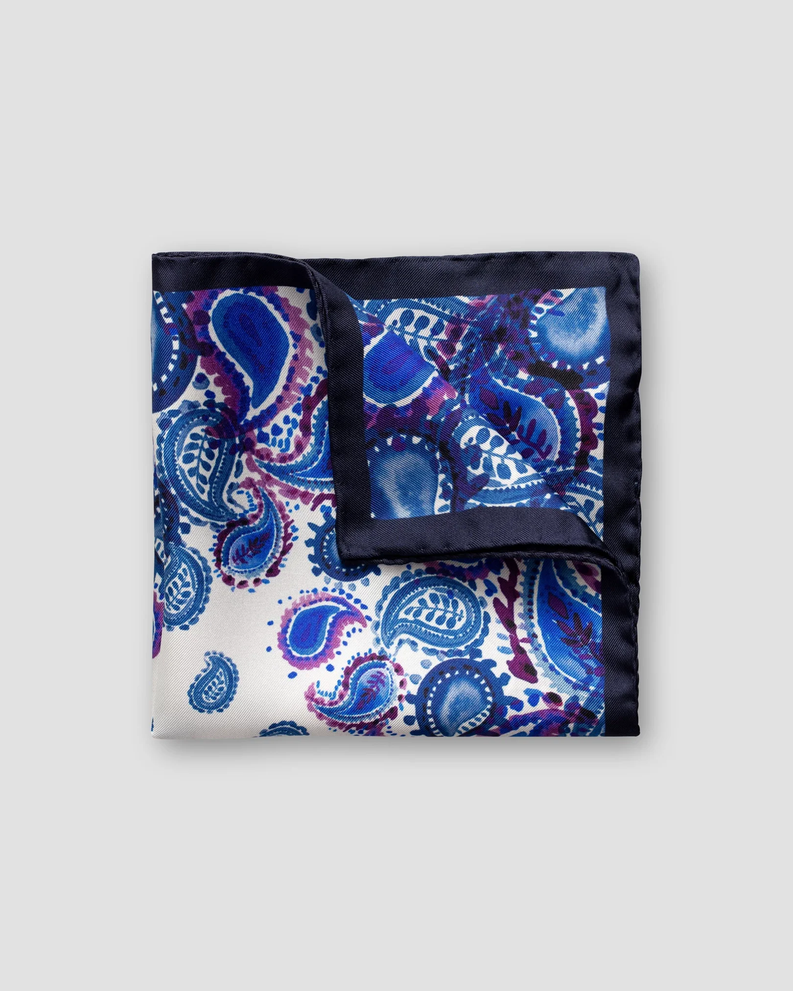 Eton - navy watercolour paisley pocket square