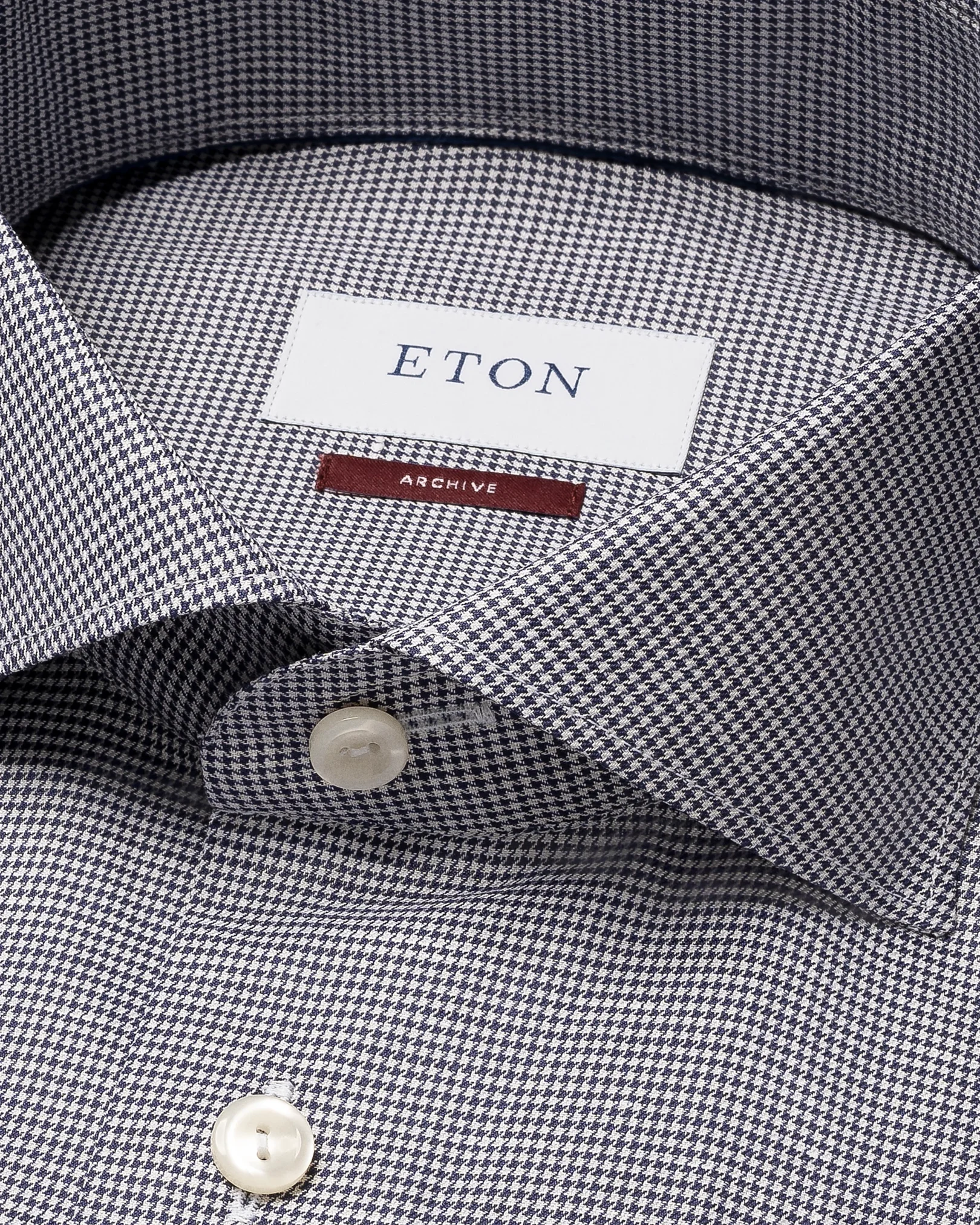 Eton - houndstooth cotton linen shirt