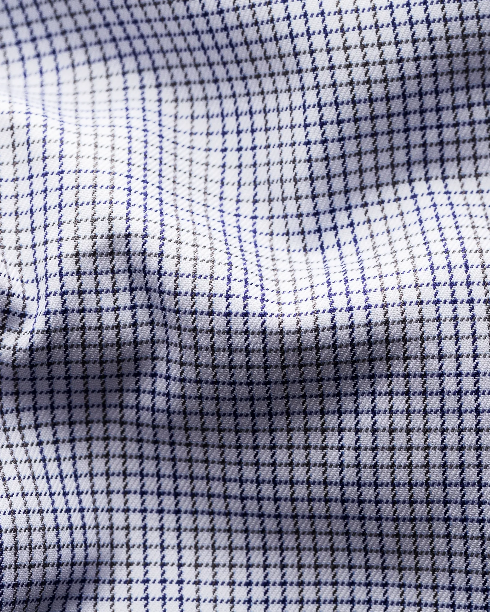 Eton - grey blue double checked twill shirt