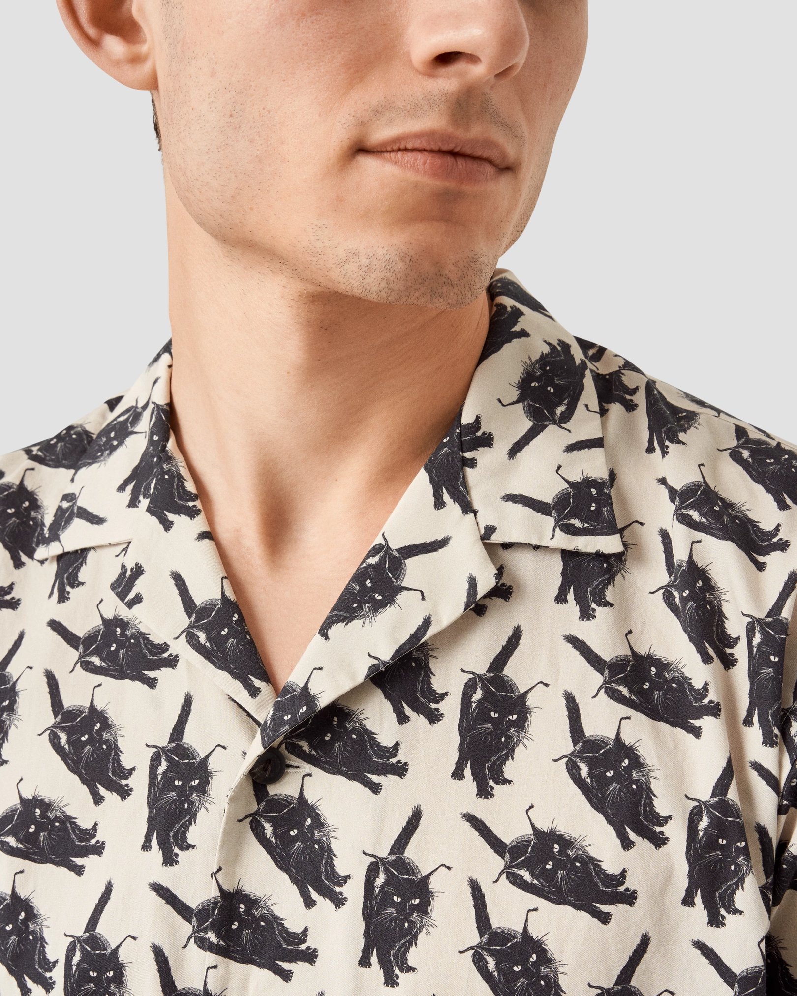 Eton - black cat resort shirt