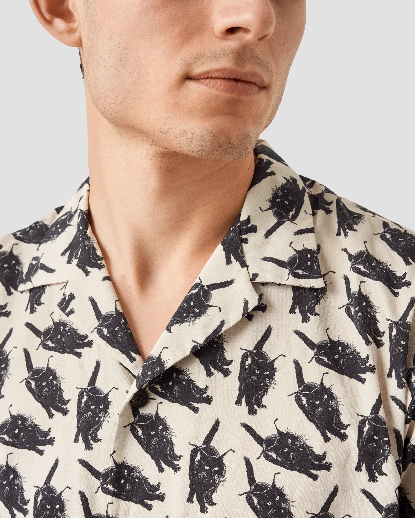 Eton - black cat resort shirt