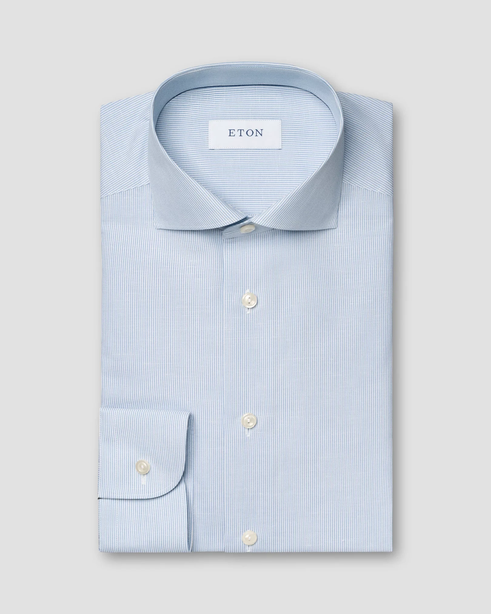 Eton - light blue striped cotton linen shirt