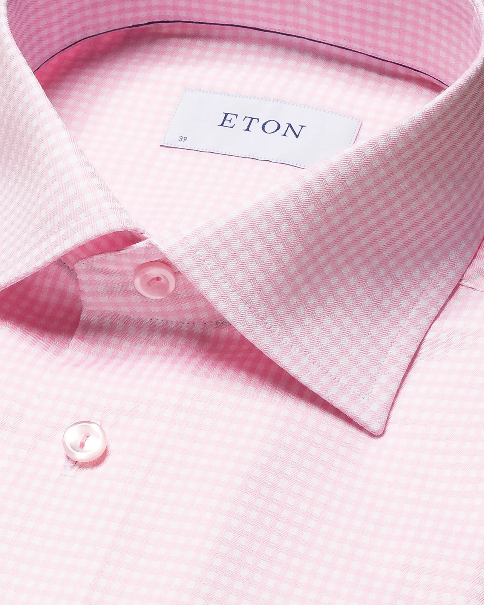 Eton - pink signature twill summer checked