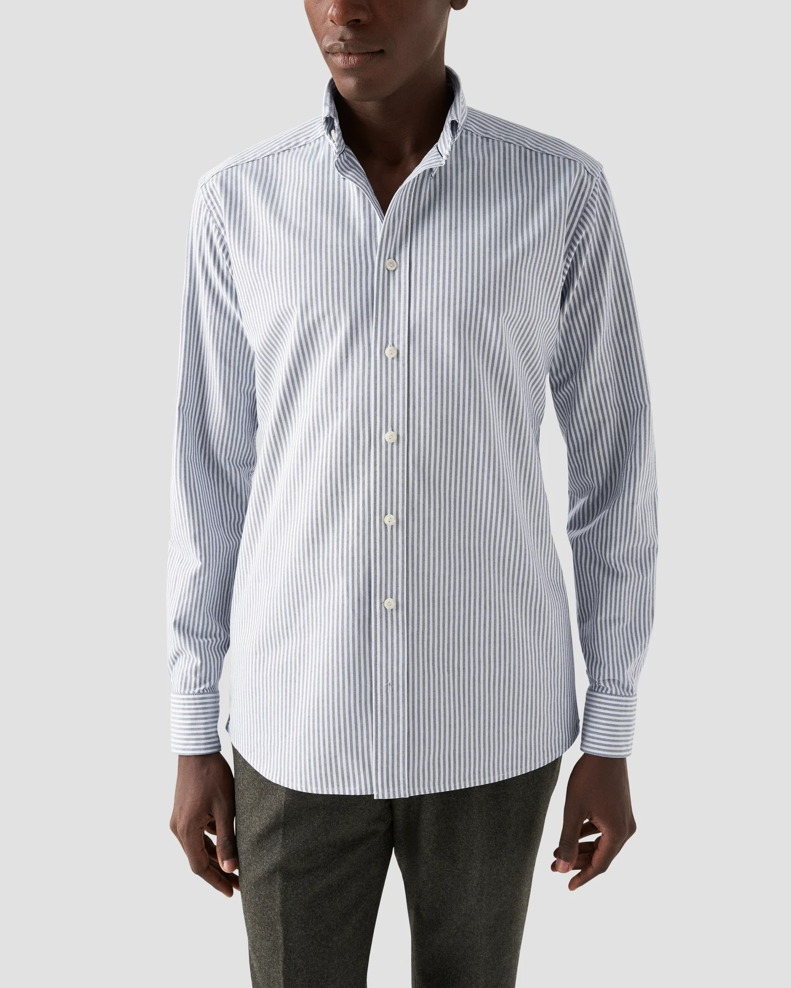 Eton - striped dark blue oxford shirt
