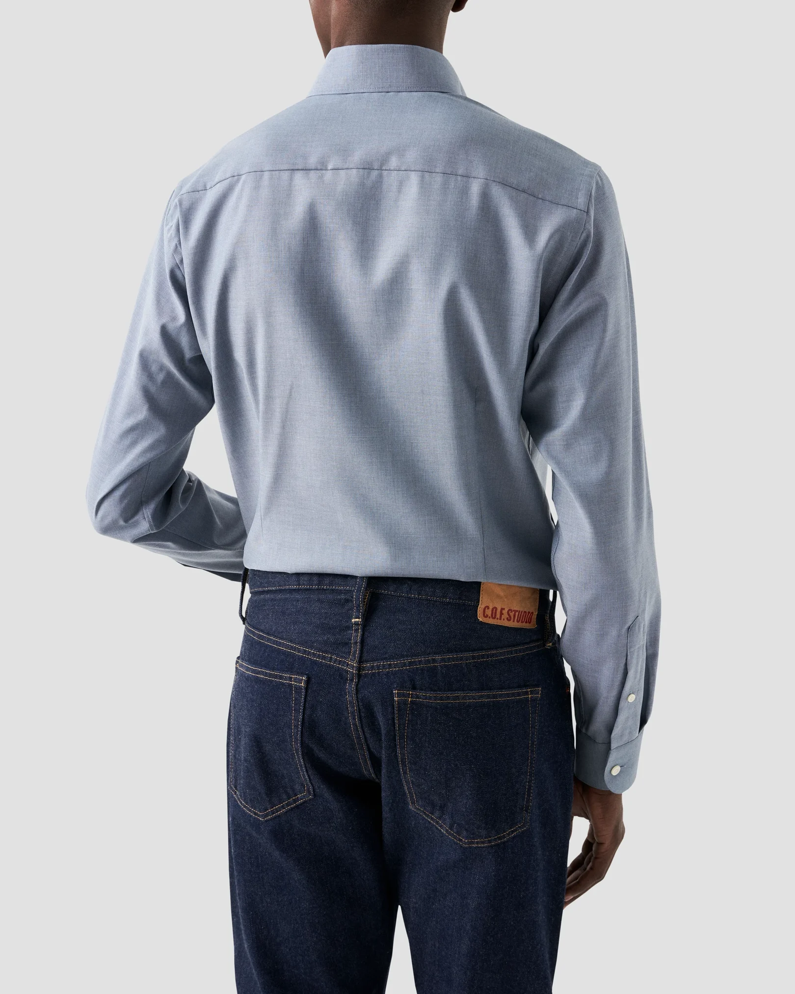 Eton - navy blue basketweave oxford