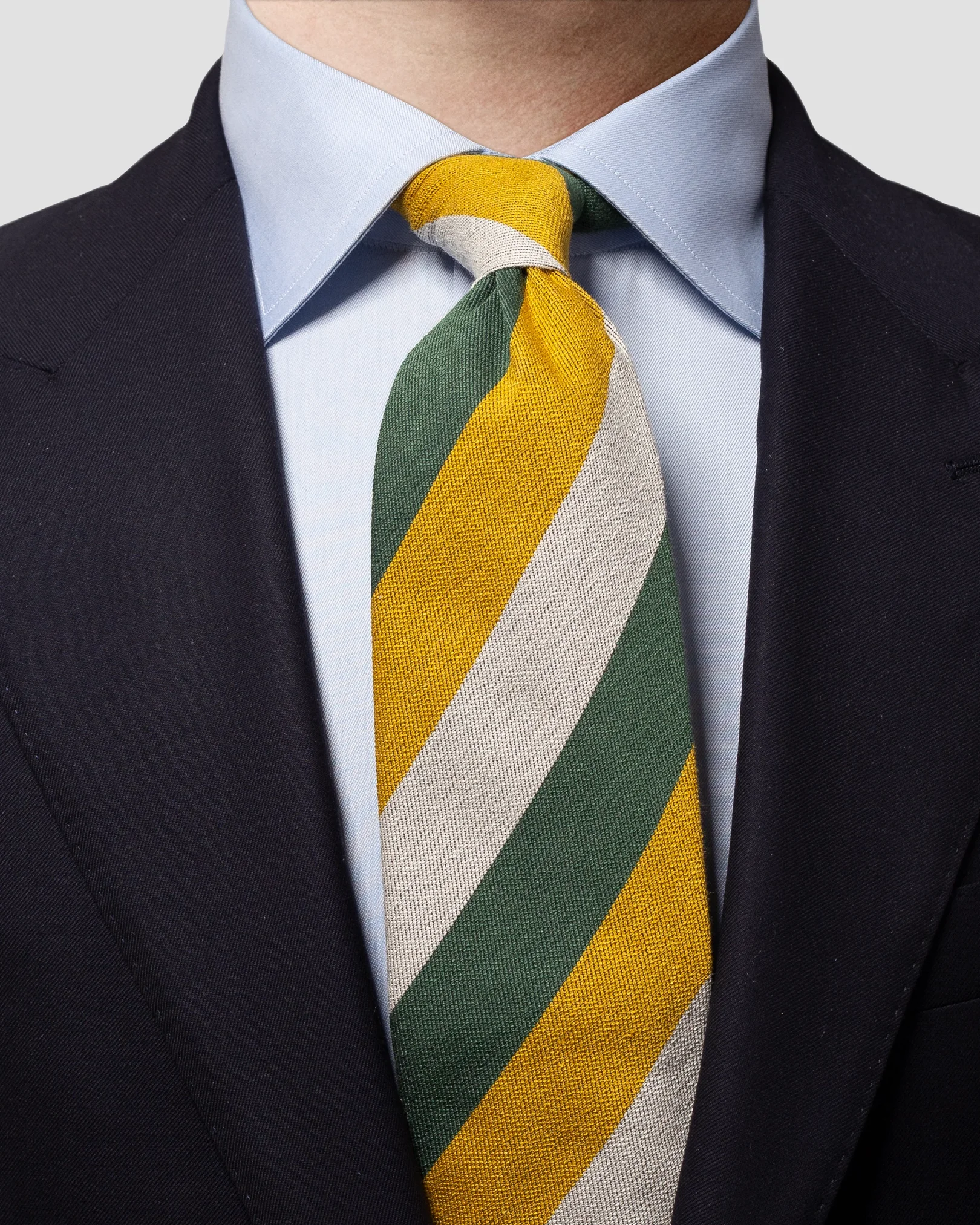 Eton - dark green striped silk cotton tie