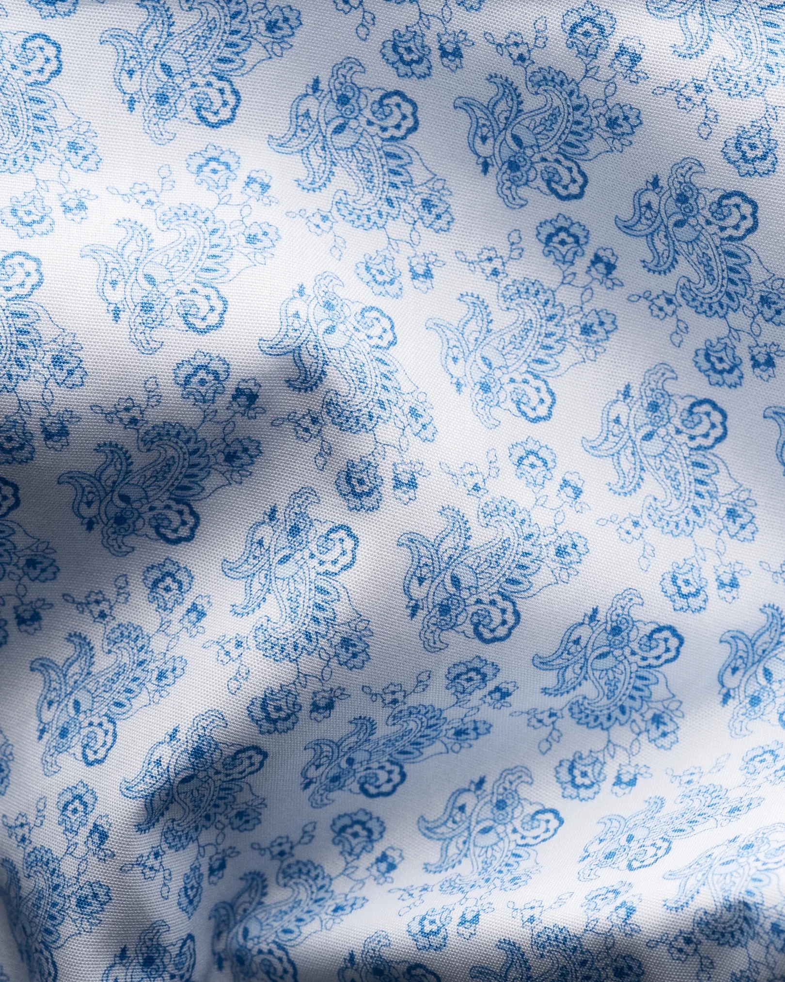 Eton - mid blue paisley poplin shirt