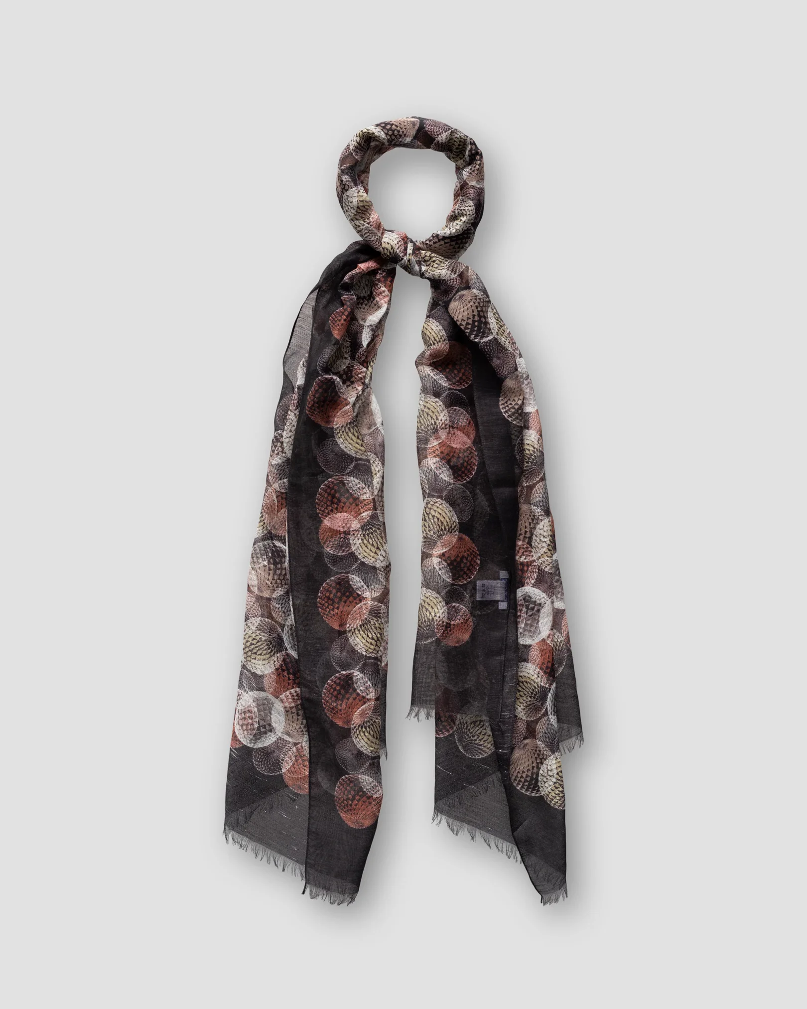 Eton - black abstract print cotton linen scarf