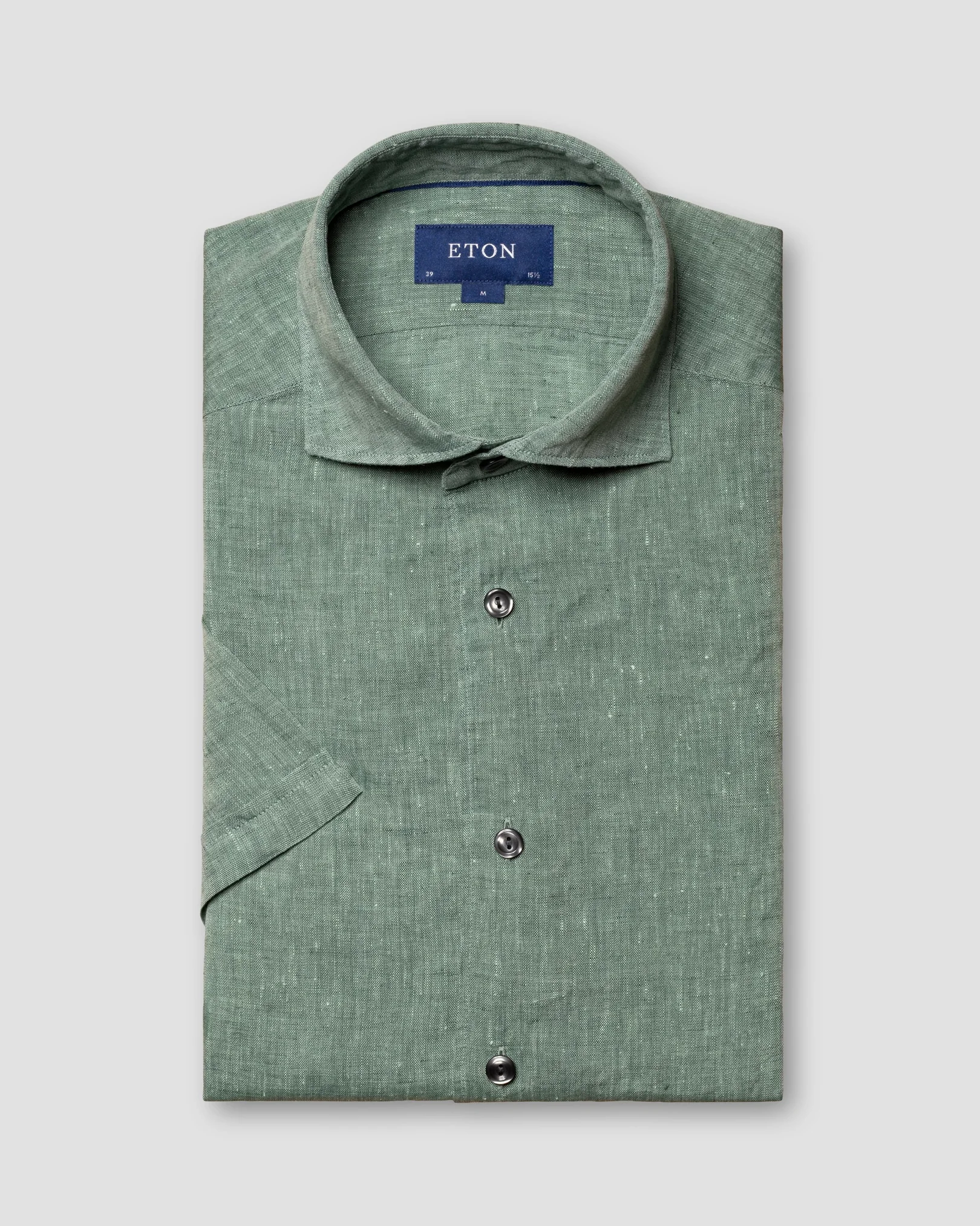 Eton - dark green linen polo shirt short sleeve