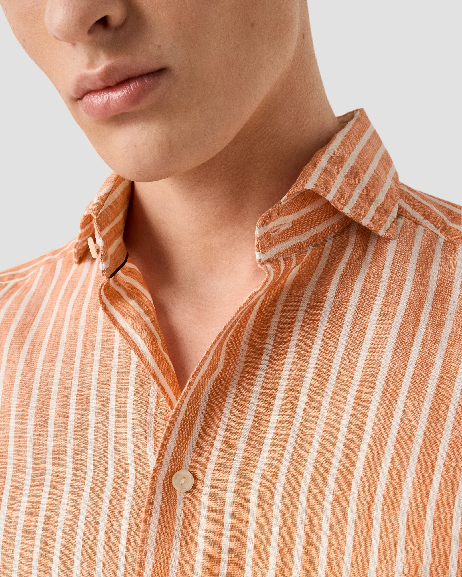 Eton - orange striped linen shirt
