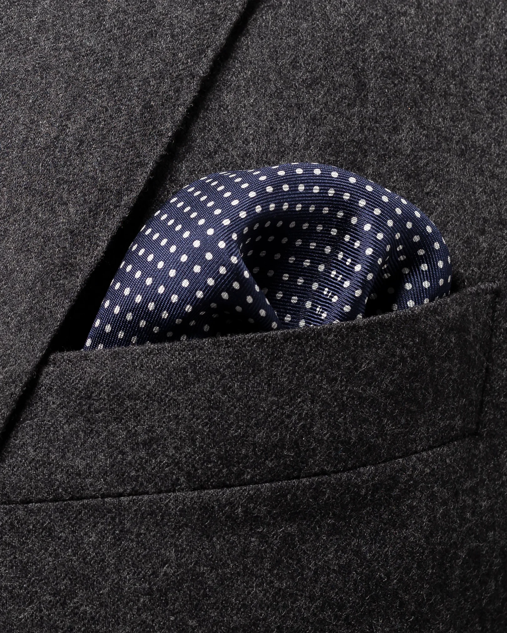 Eton - navy polka dots silk pocket square