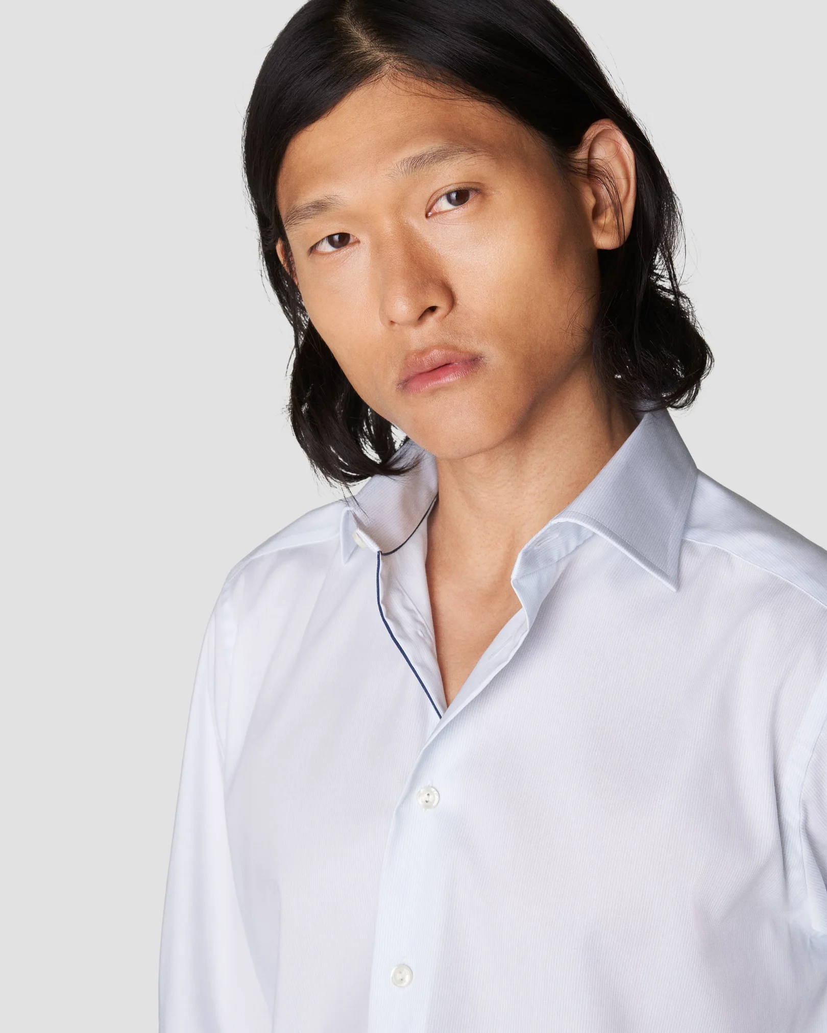 Eton - light blue twill solid shirt