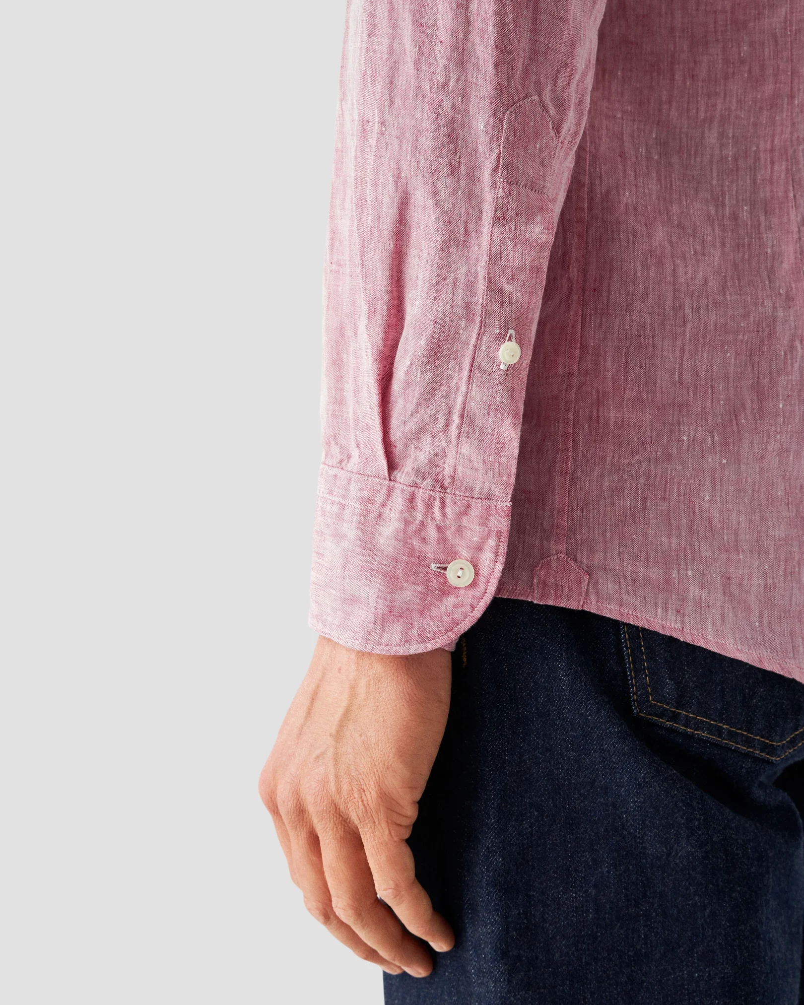Eton - wide spread pink linen