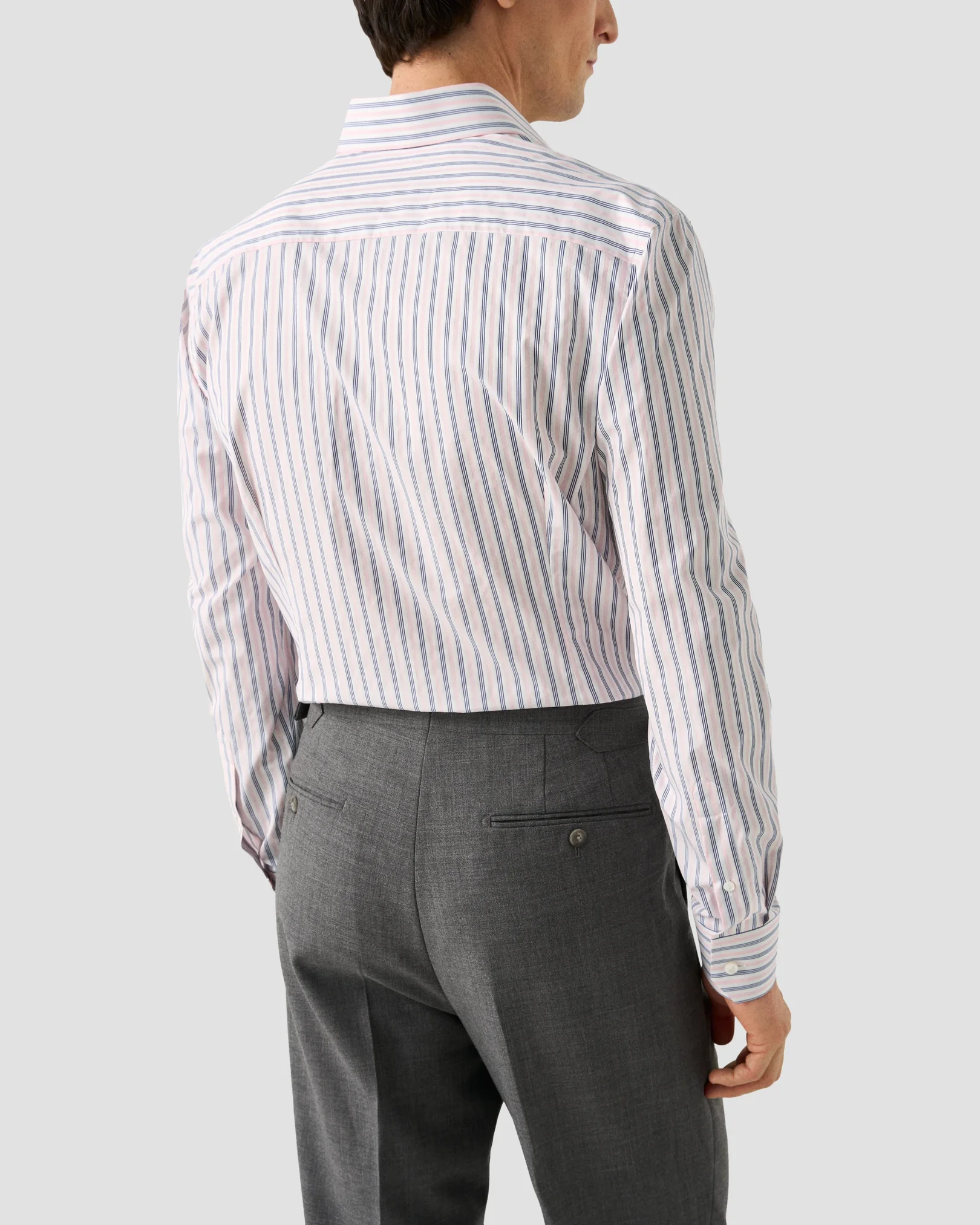 Eton - pink multi striped elevated pique shirt
