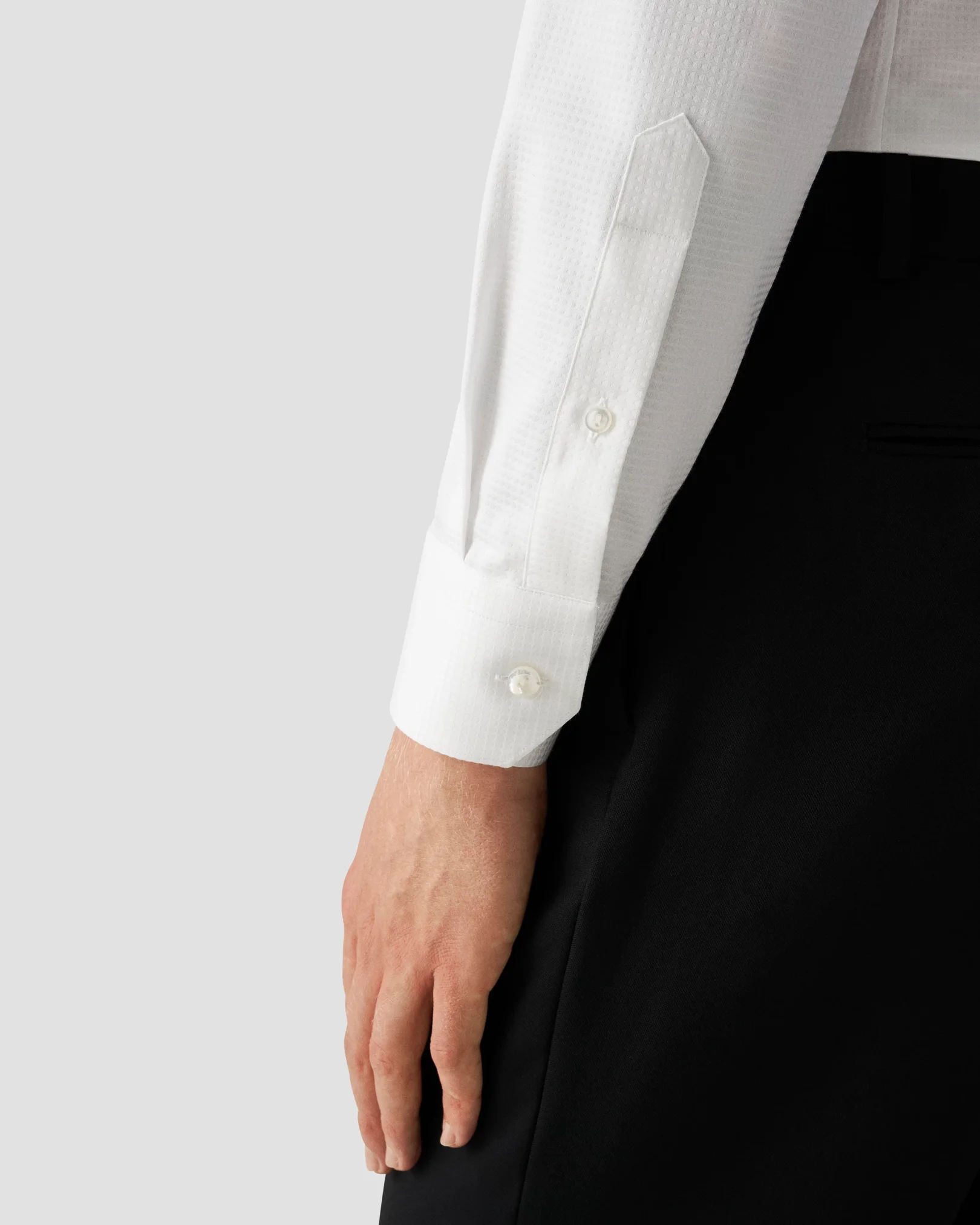 Eton - white polka dot elevated pique shirt
