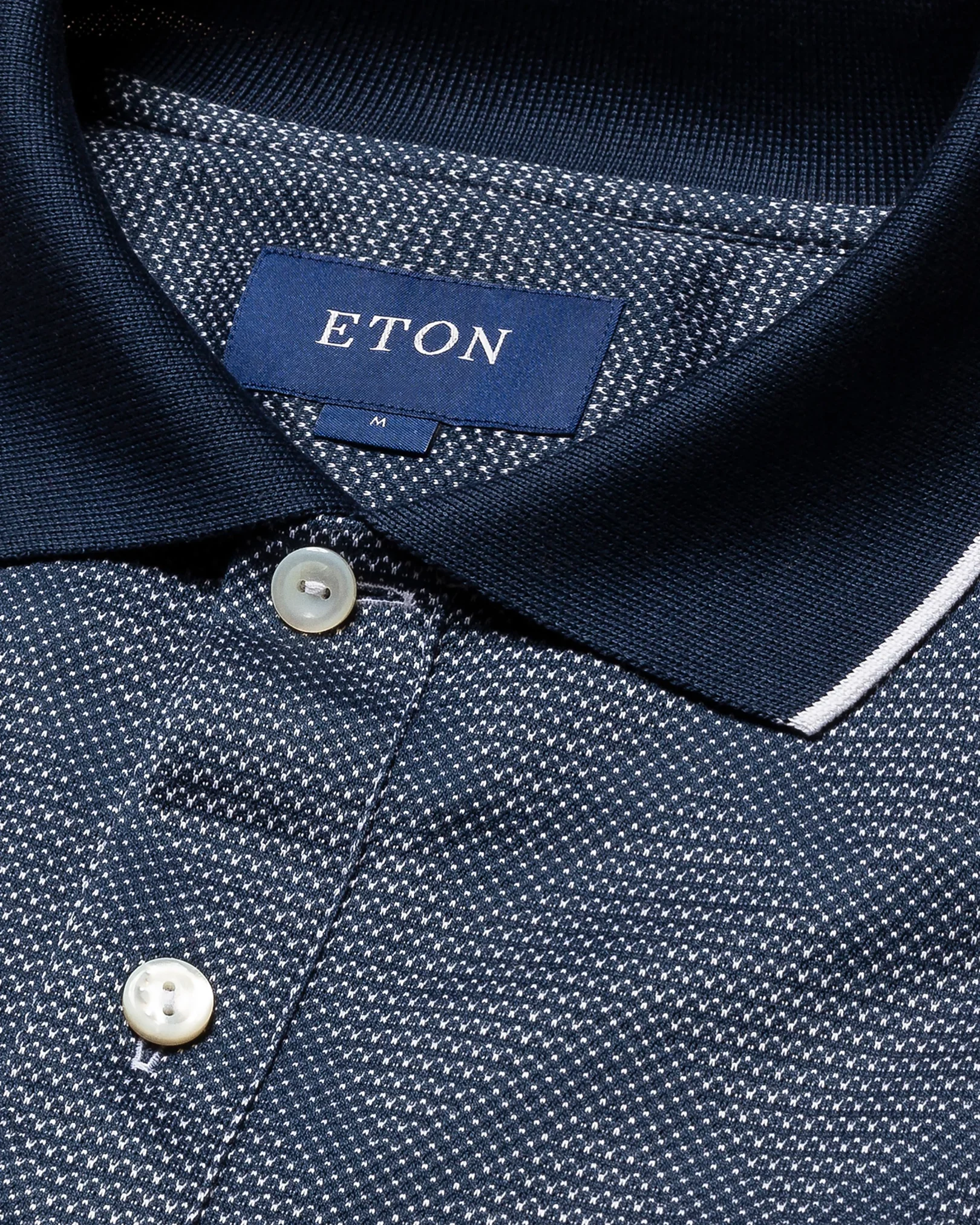 Eton - dark blue knit jacquard short sleeve