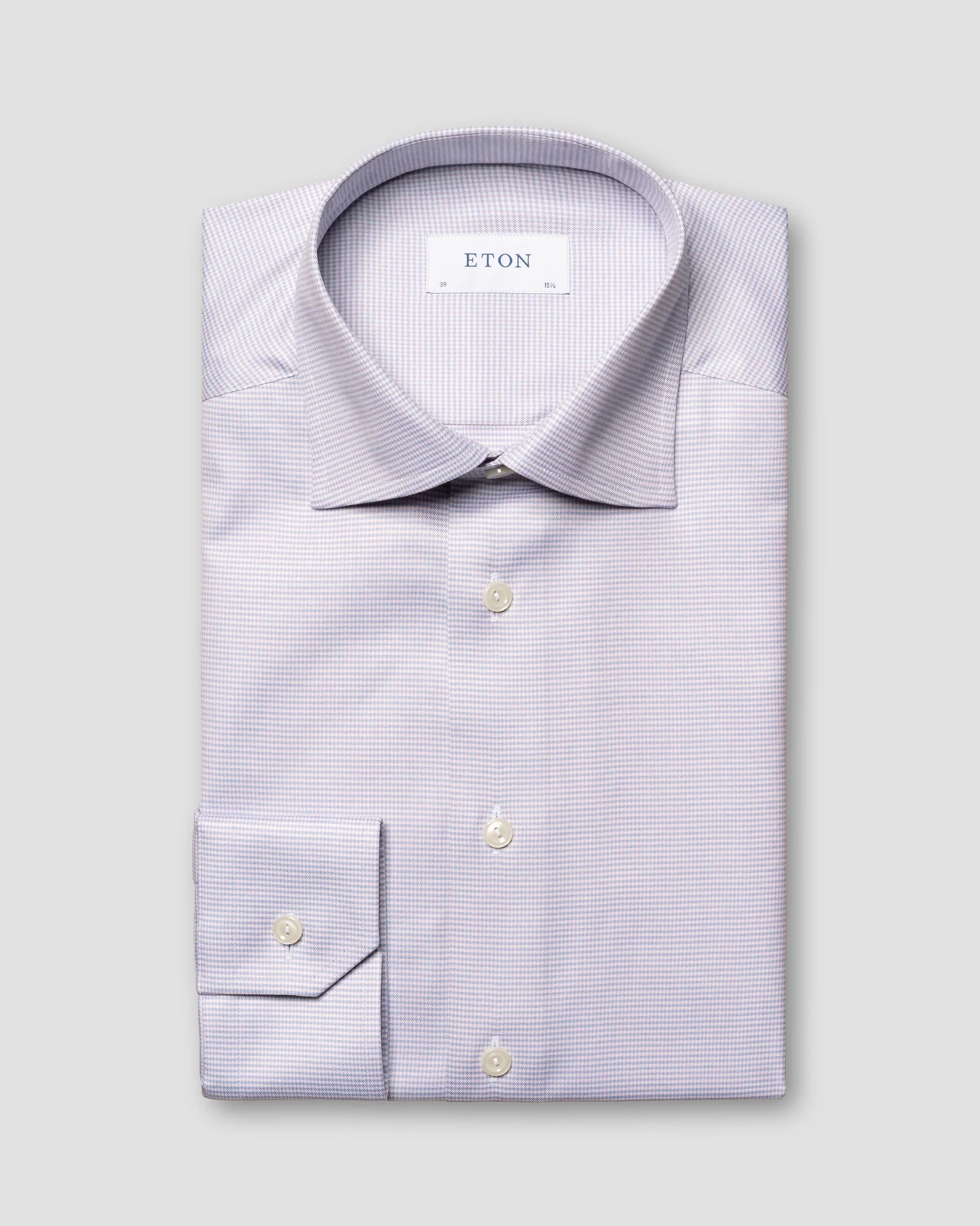 Eton - Pink Houndstooth Cotton TENCEL™ Lyocell Stretch Shirt