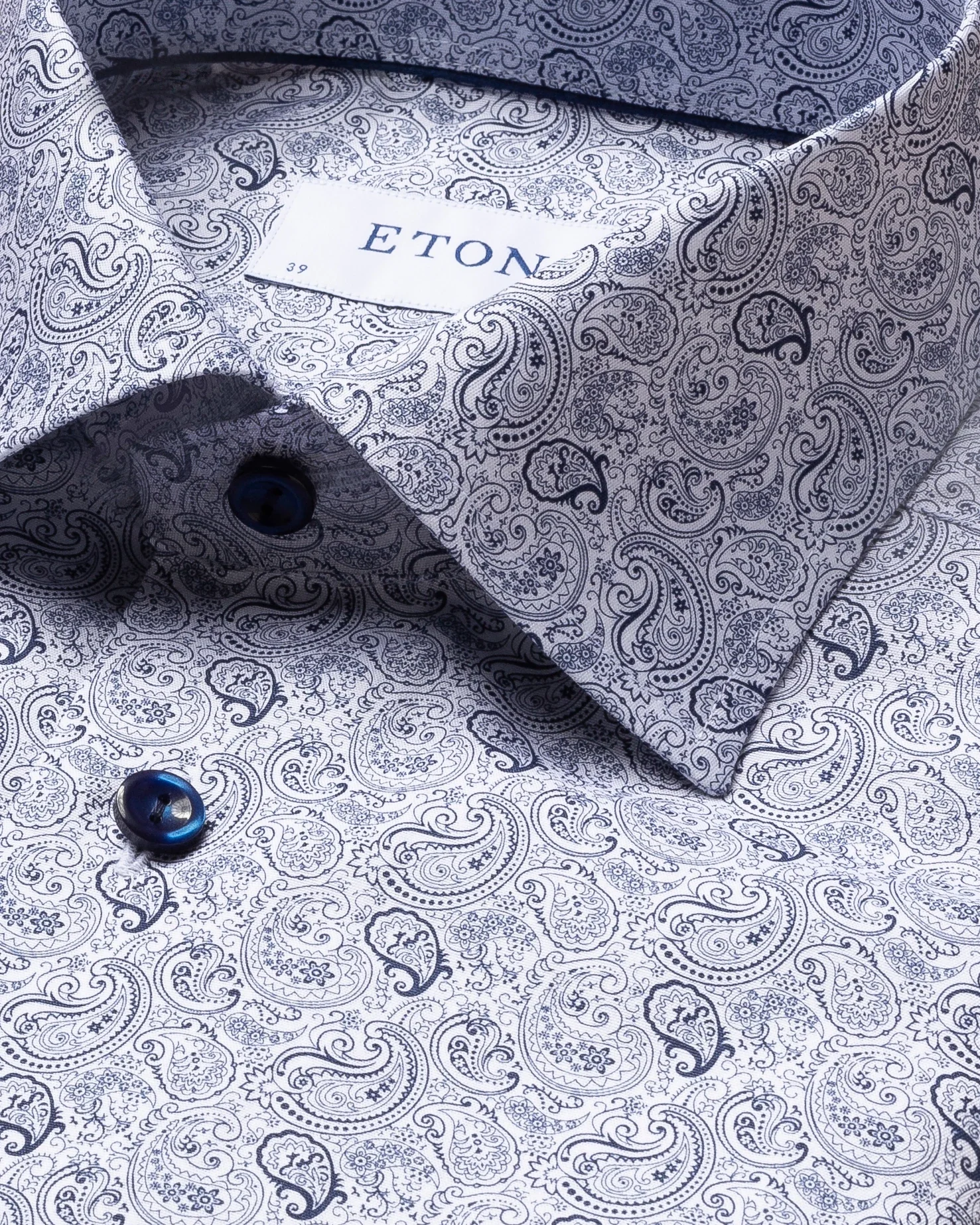 Eton - navy paisley printed shirt