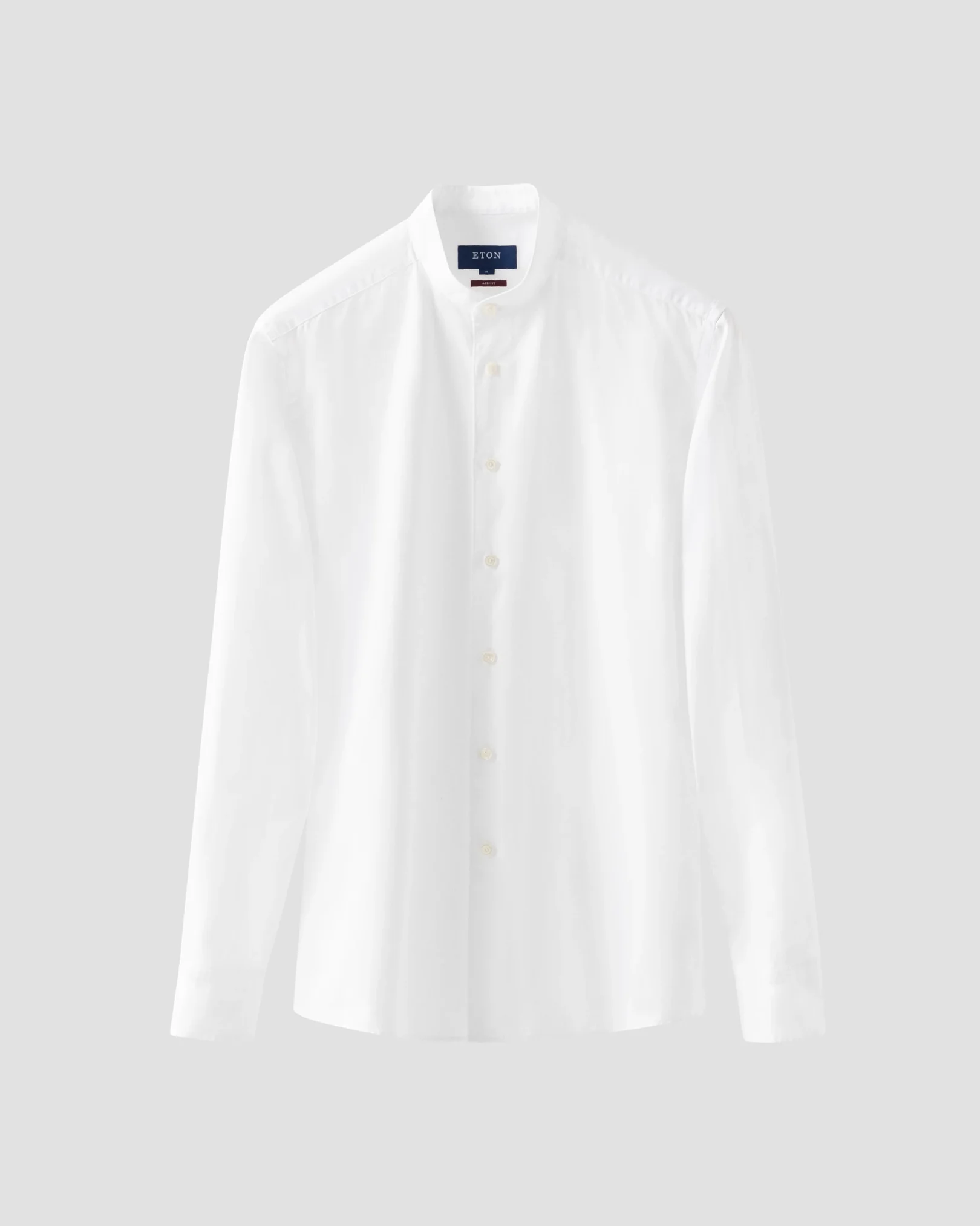 Eton - White Solid Oxford Band Collar Shirt