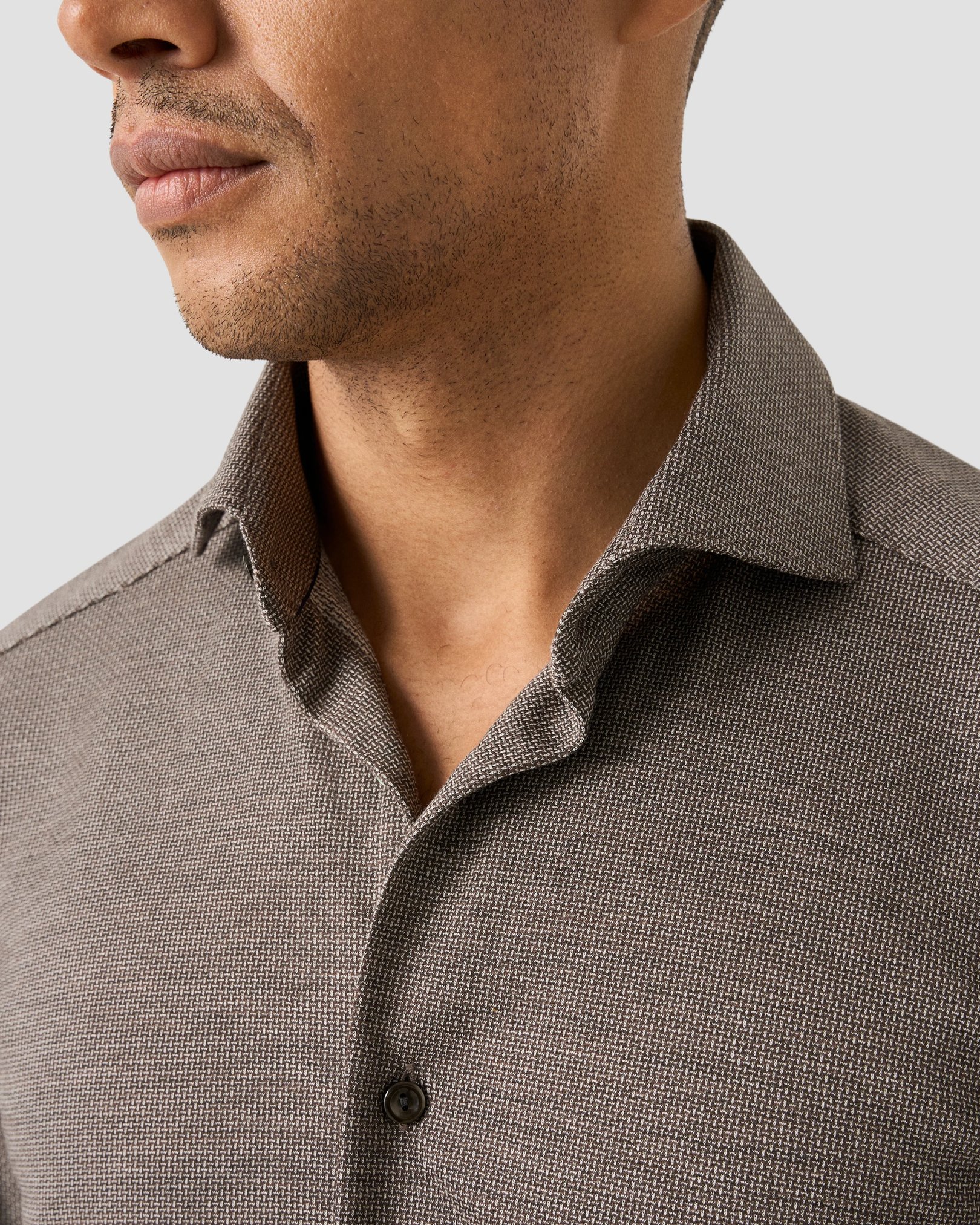 Eton - brown tencel and wool knitted shirt