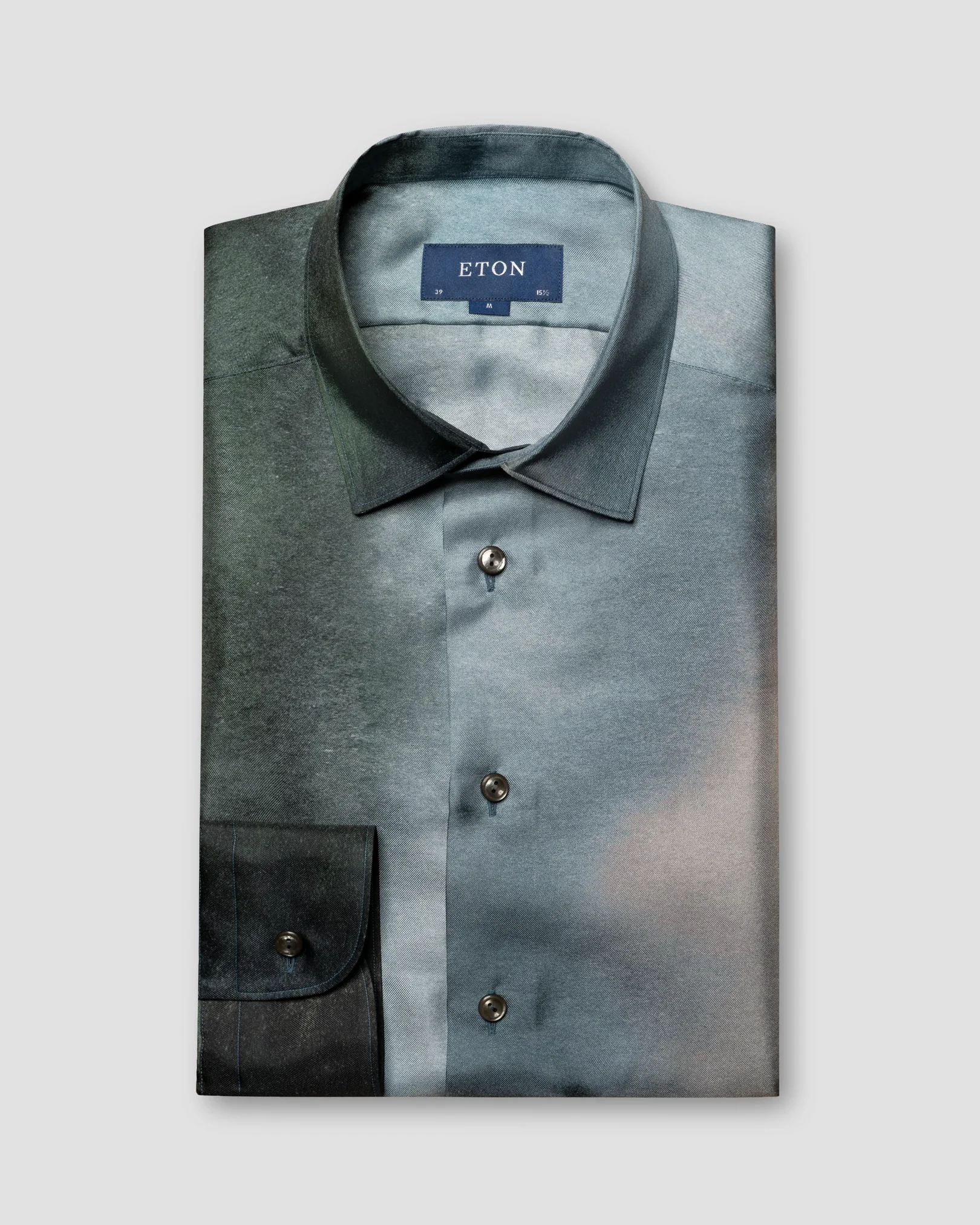 Eton - Navy Gradient Print Silk Twill Shirt