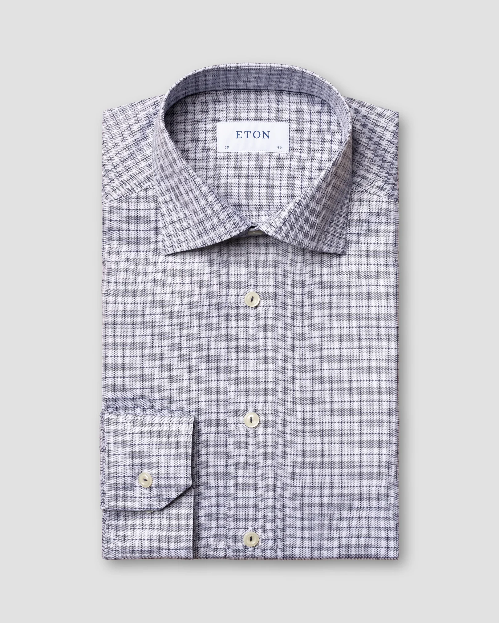 Eton - navy micro check stretch shirt