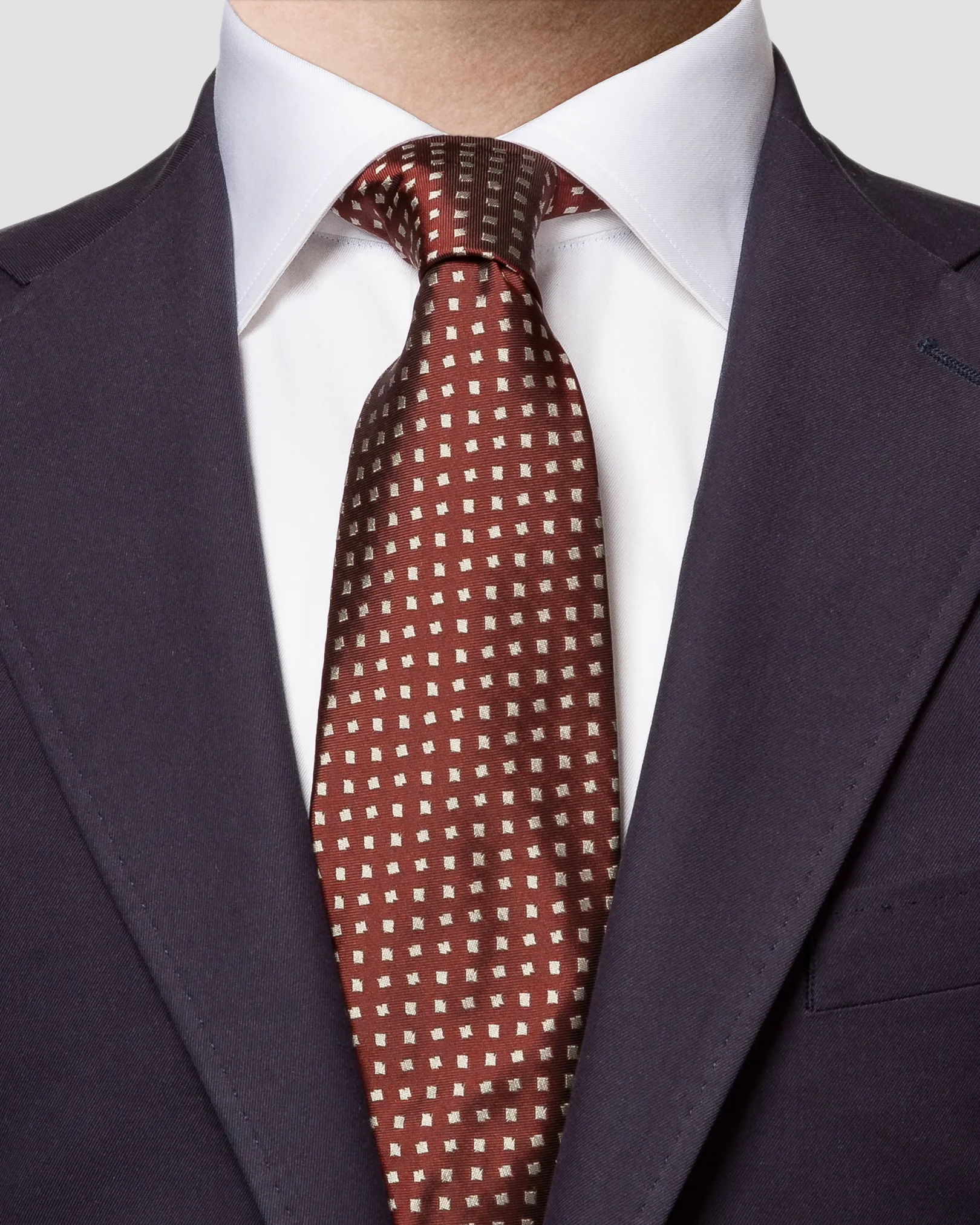 Eton - burgundy geometric silk tie ss