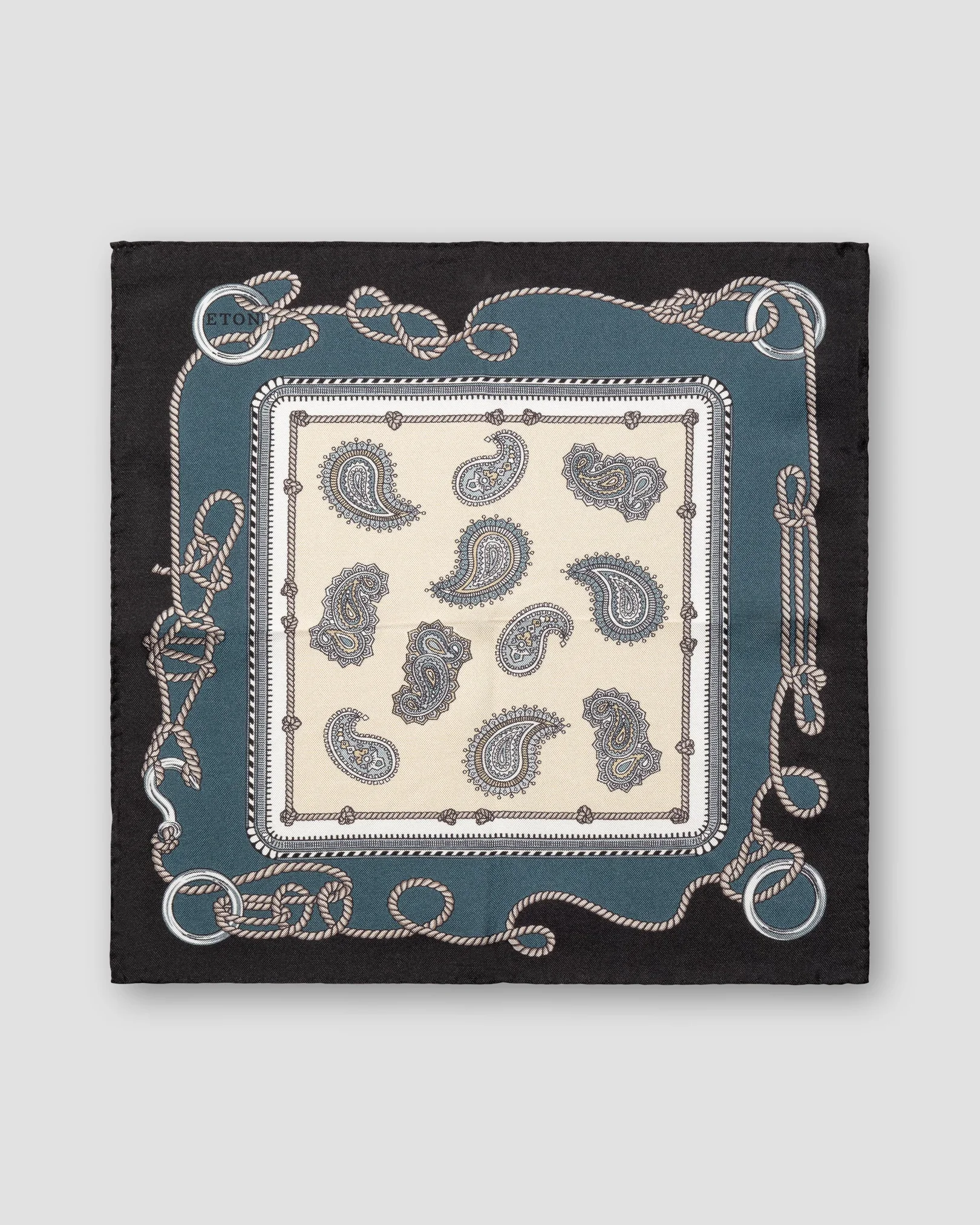 Eton - black paisley silk pocket square