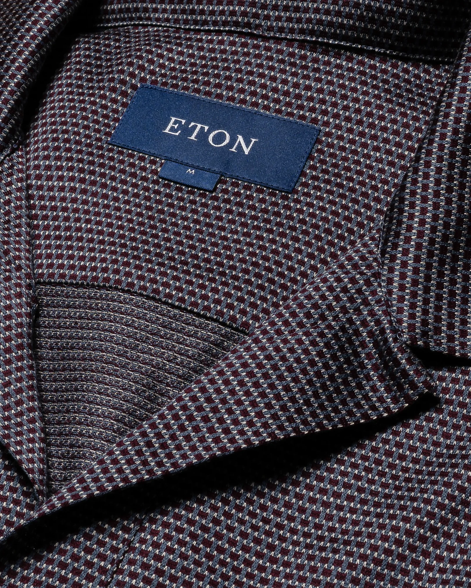 Eton - dark red open collar knitted jersey