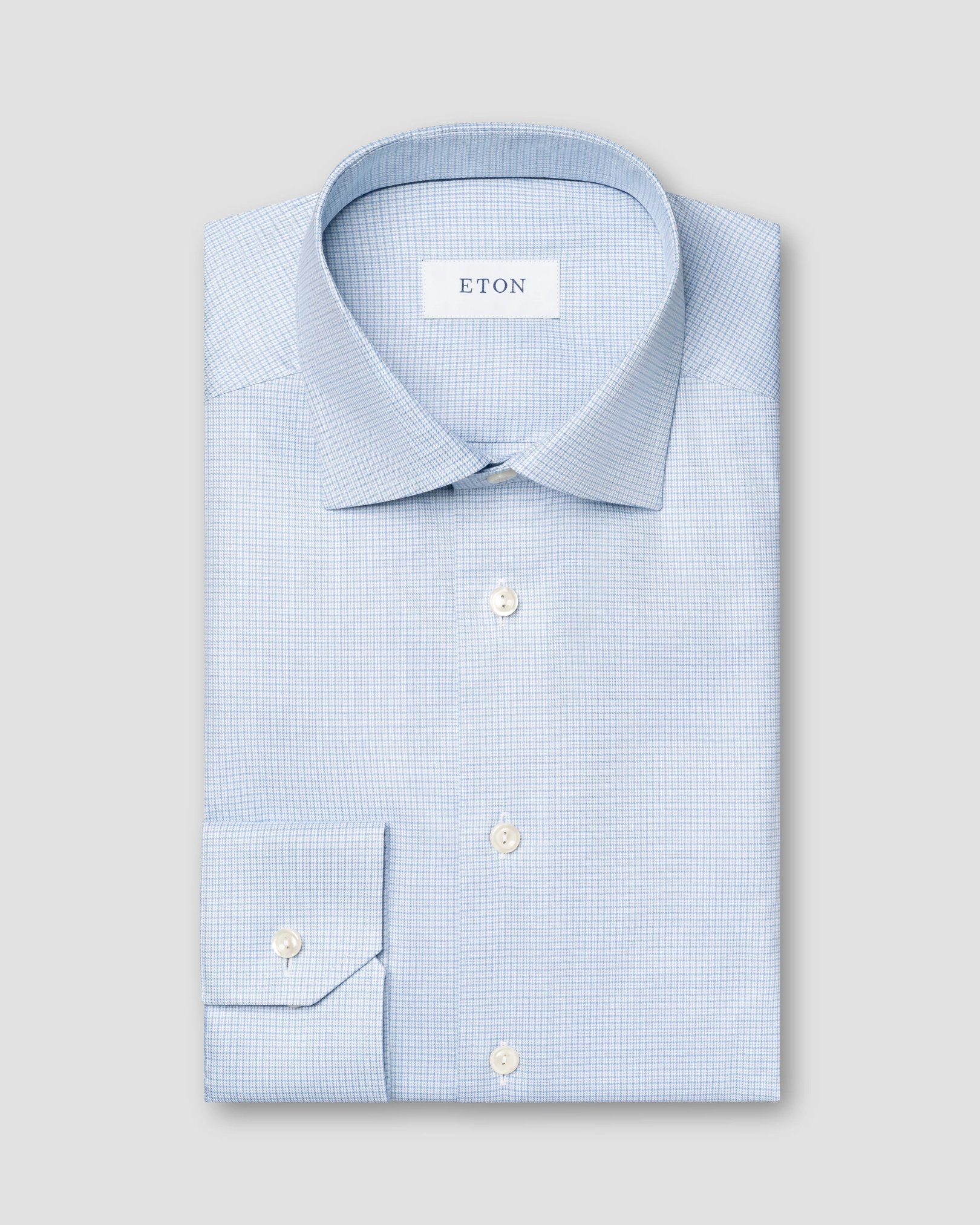 Eton - micro checked twill shirt