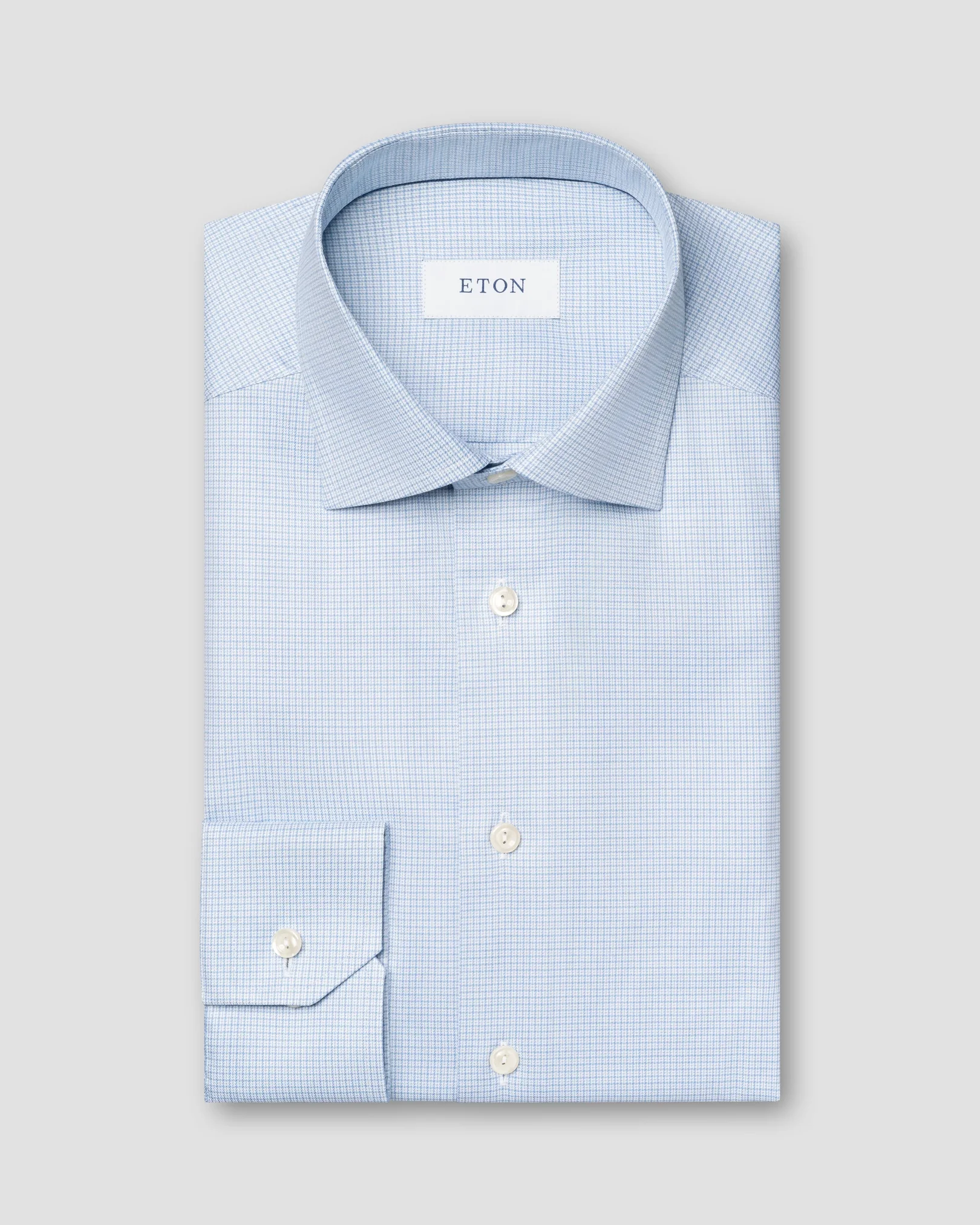 Eton - micro checked twill shirt