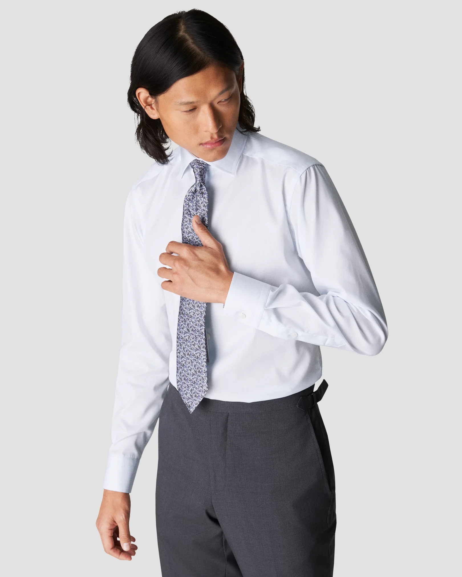 Eton - light blue twill solid shirt