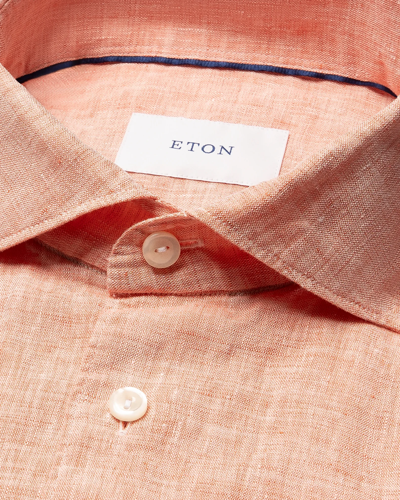 Eton - orange solid short sleeve linen shirt
