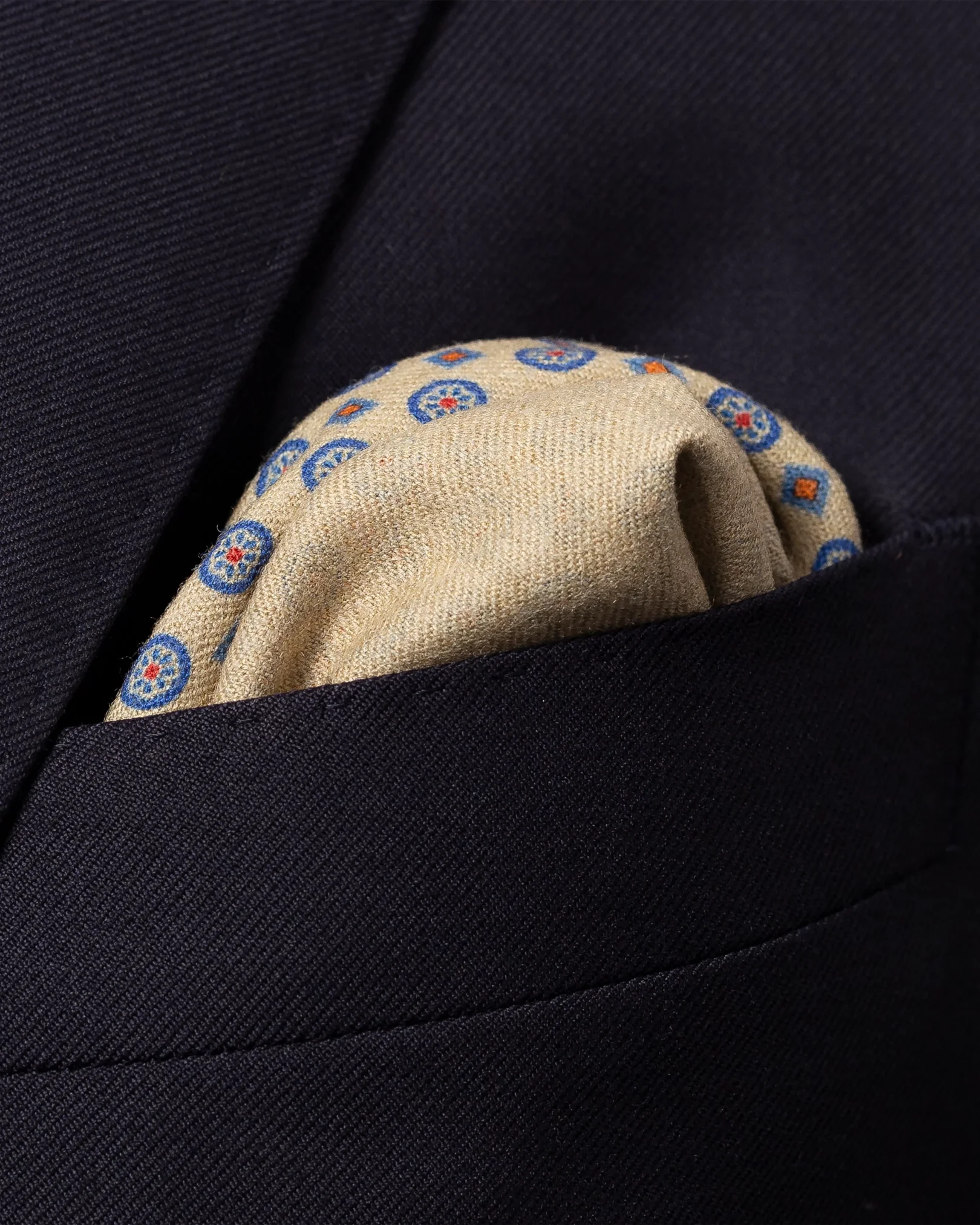 Eton - beige double sided wool pocket square