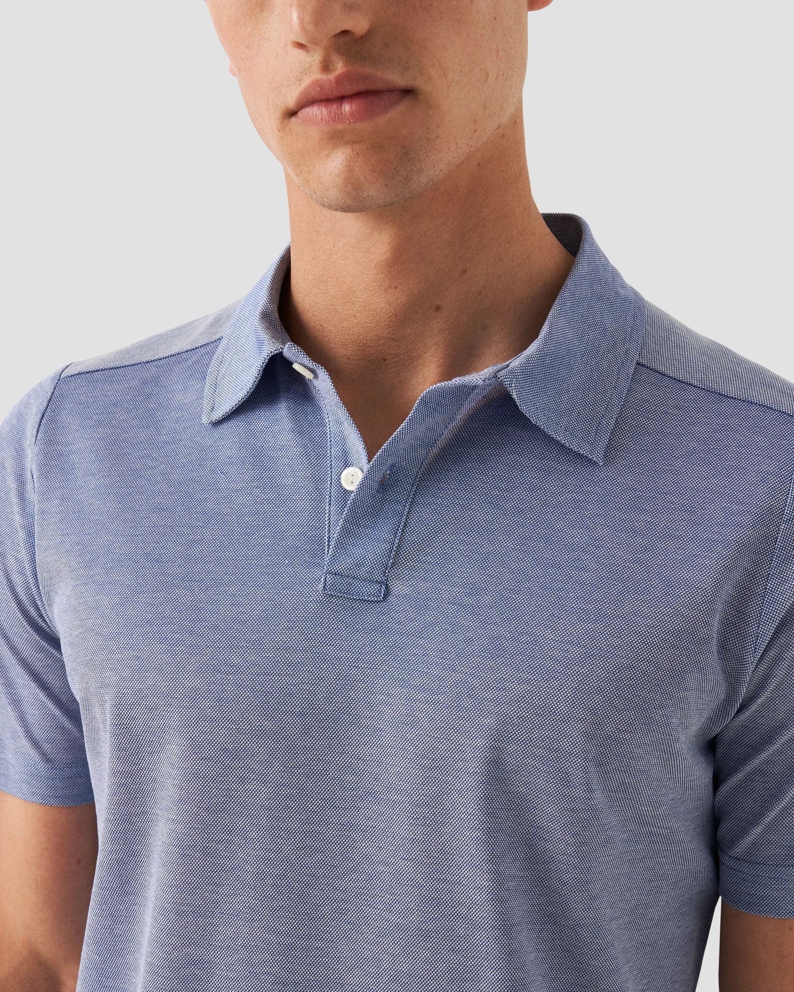 Eton - dark blue oxford pique polo shirt