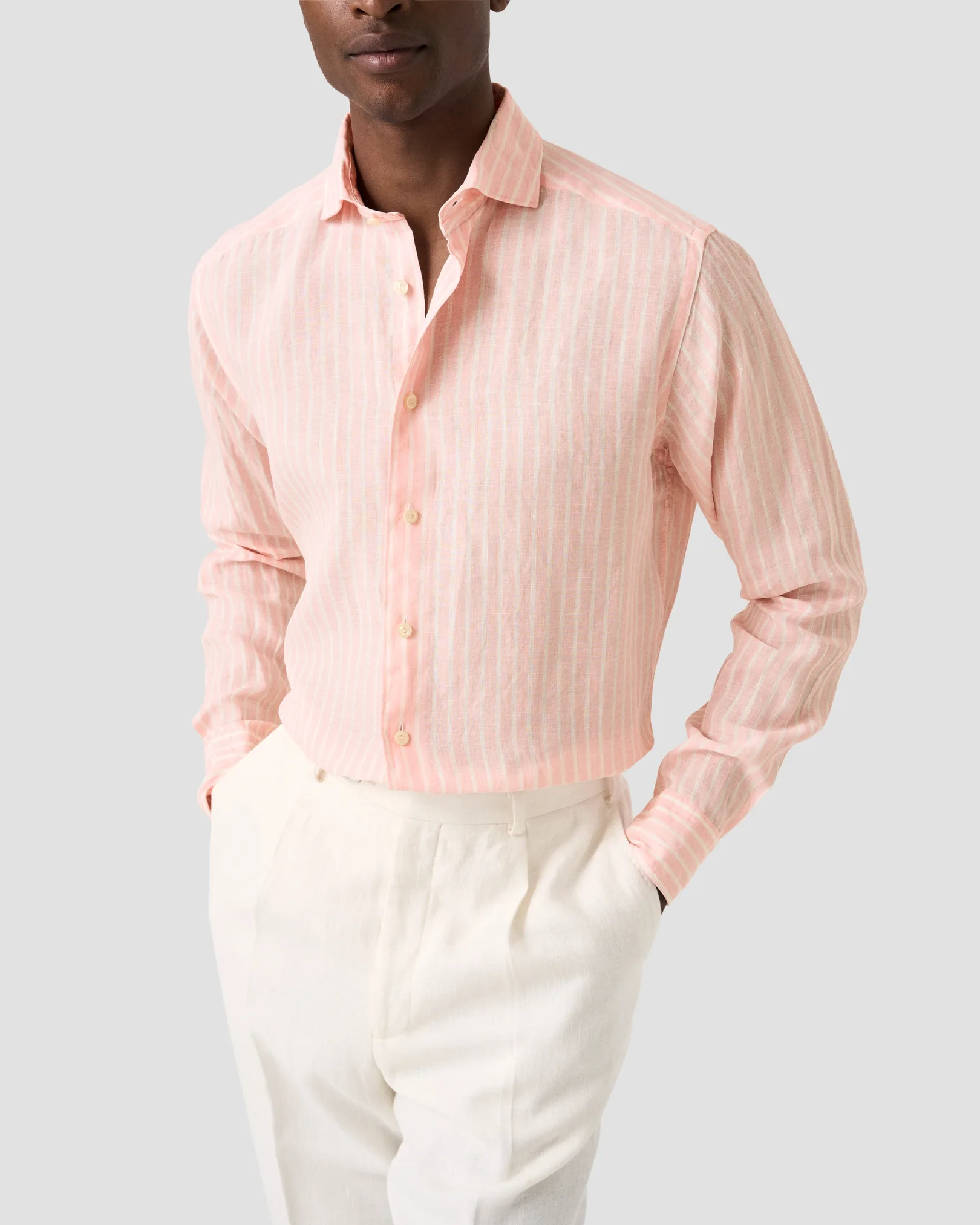 Eton - pink striped linen shirt pink striped linen shirt