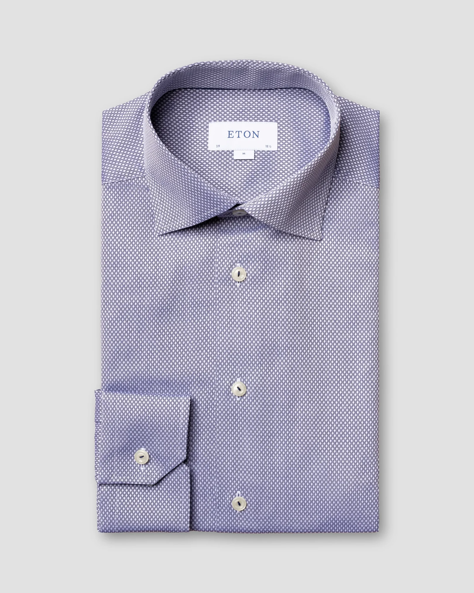 Eton - navy diamond dobby shirt