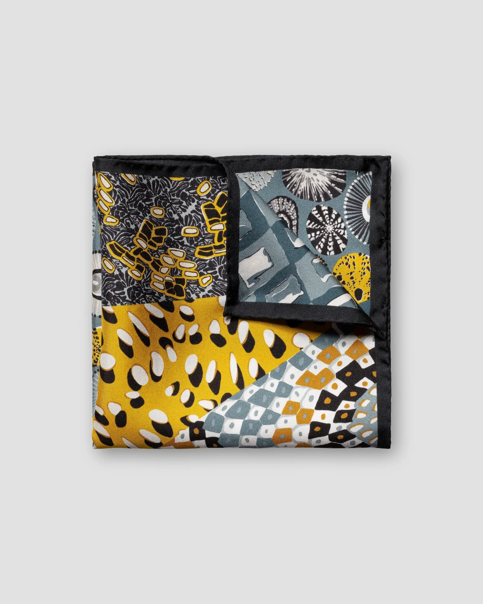 Eton - gray abstract print silk pocket square