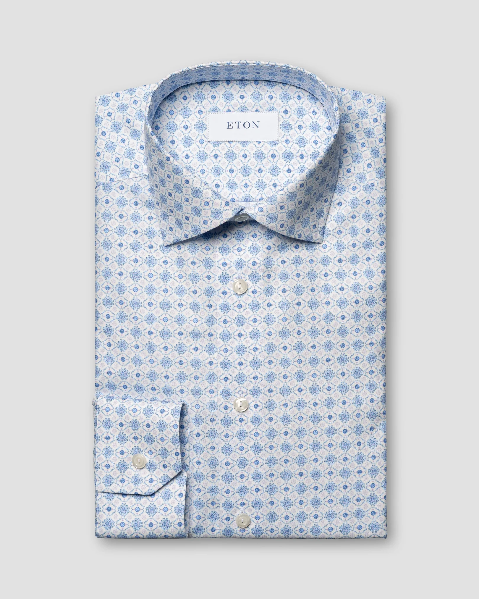 Eton - tonal geometric medallion print shirt