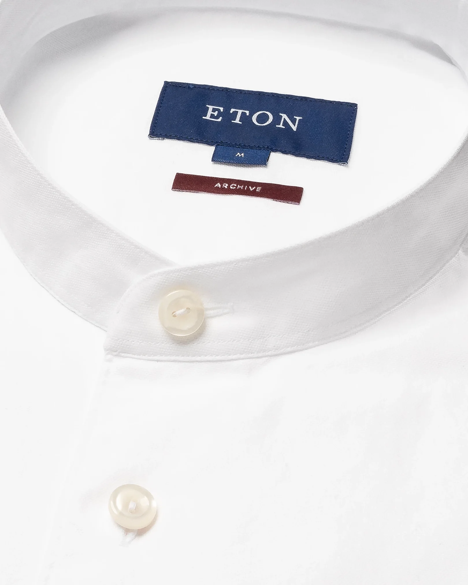 Eton - White Solid Oxford Band Collar Shirt
