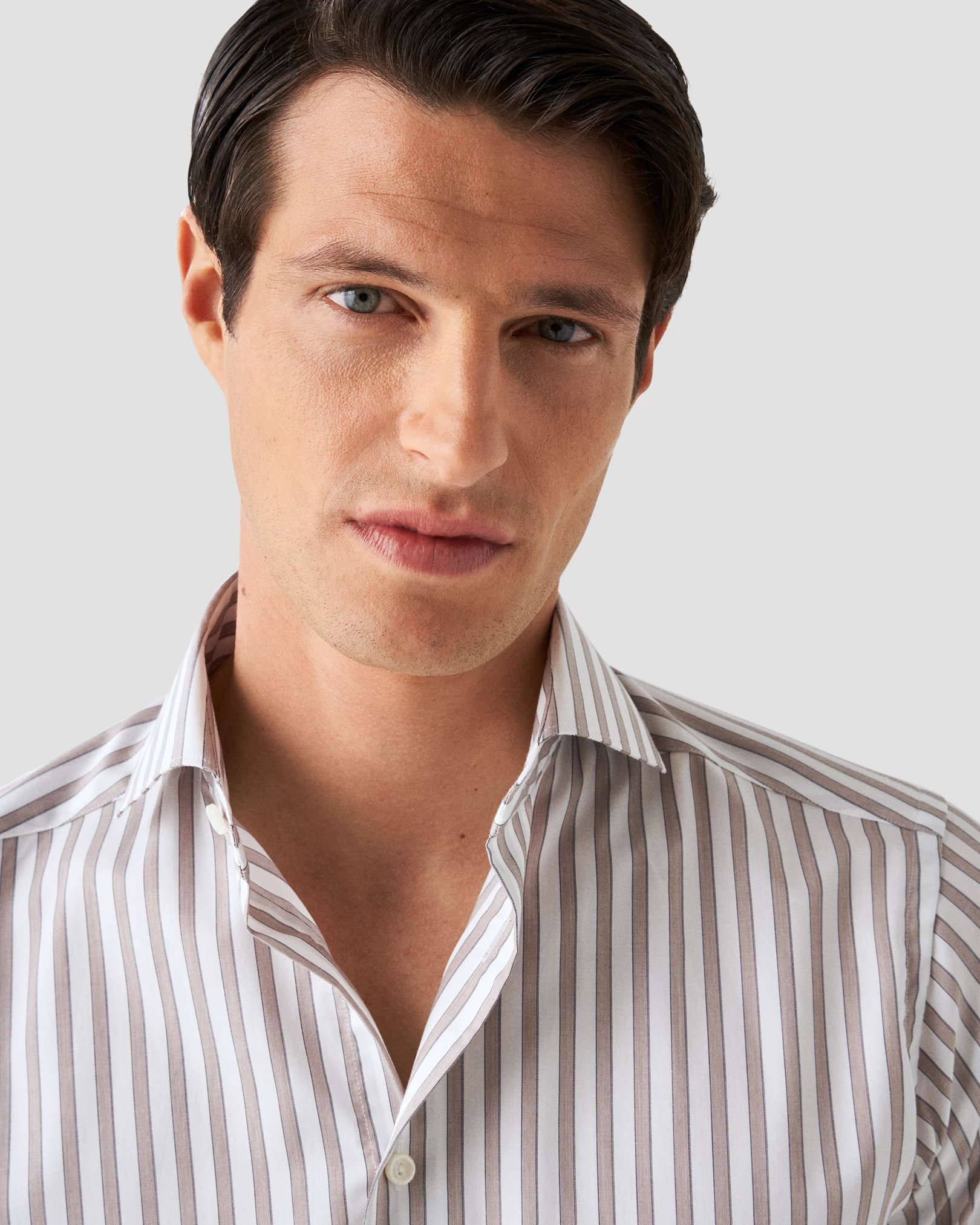 Eton - brown fine twill stretch