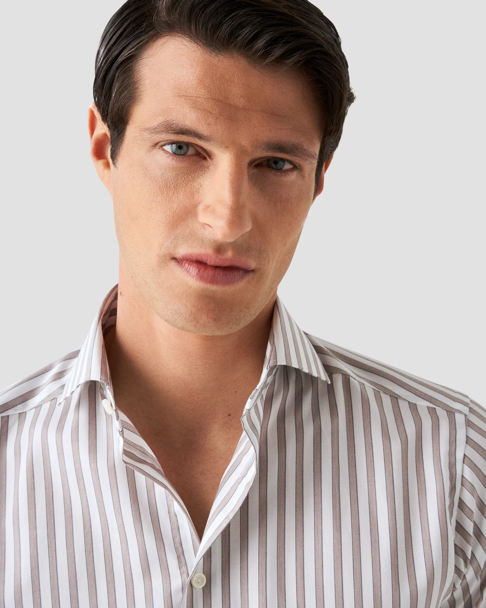 Eton - brown fine twill stretch