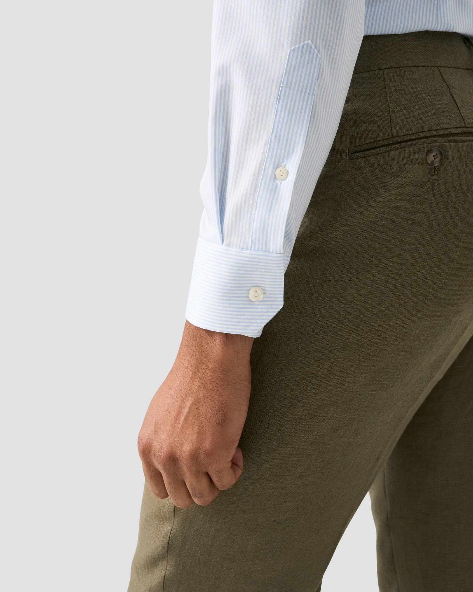Eton - light blue bengal striped cotton tencel tm lyocell shirt