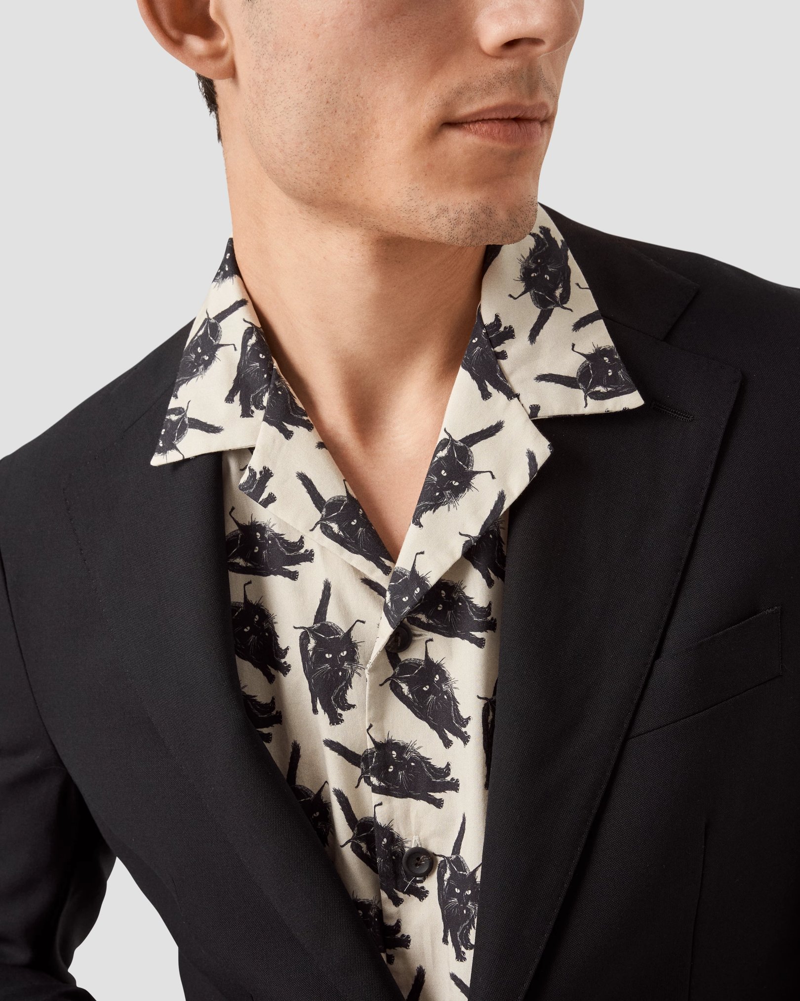 Eton - black cat resort shirt