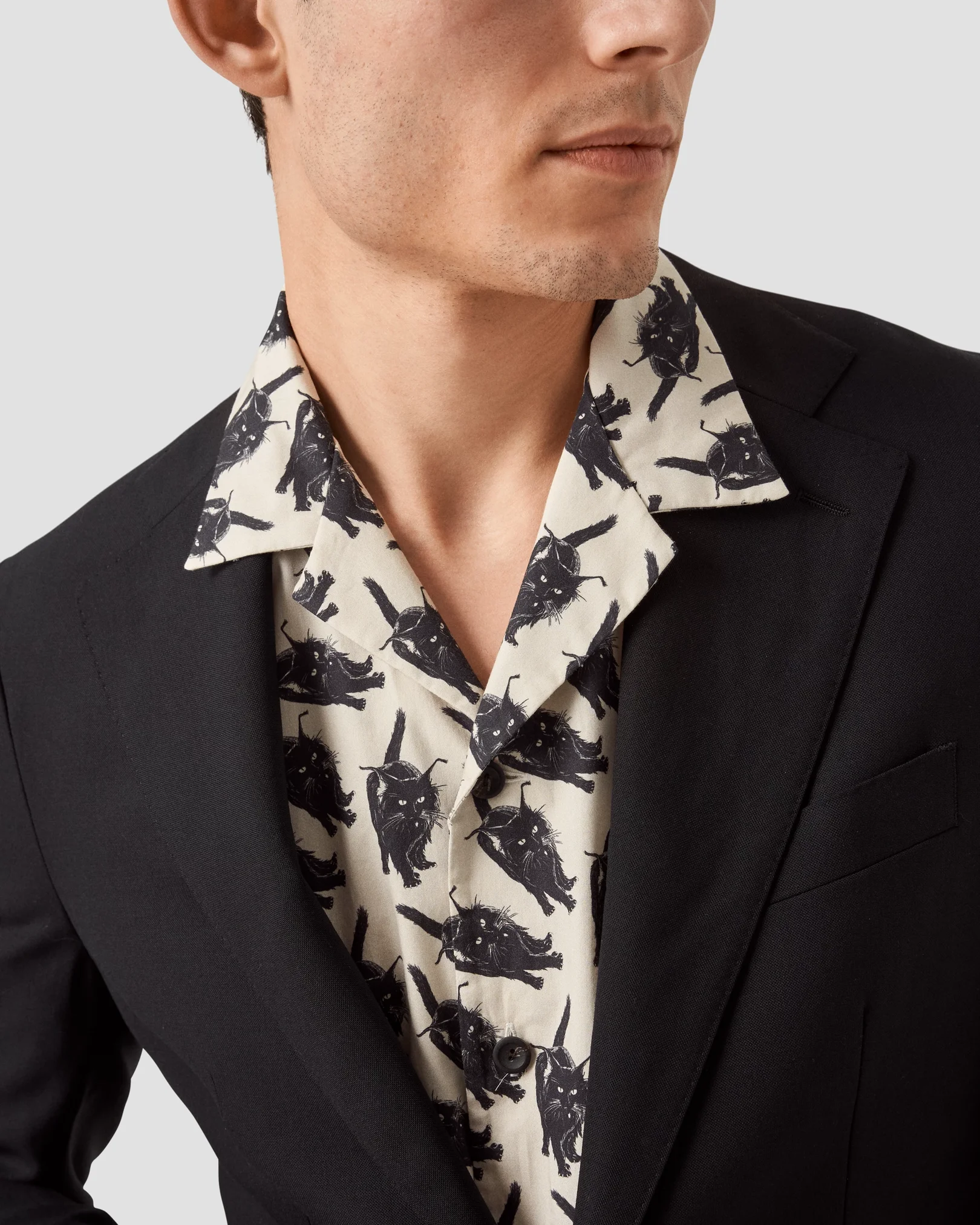 Eton - black cat resort shirt