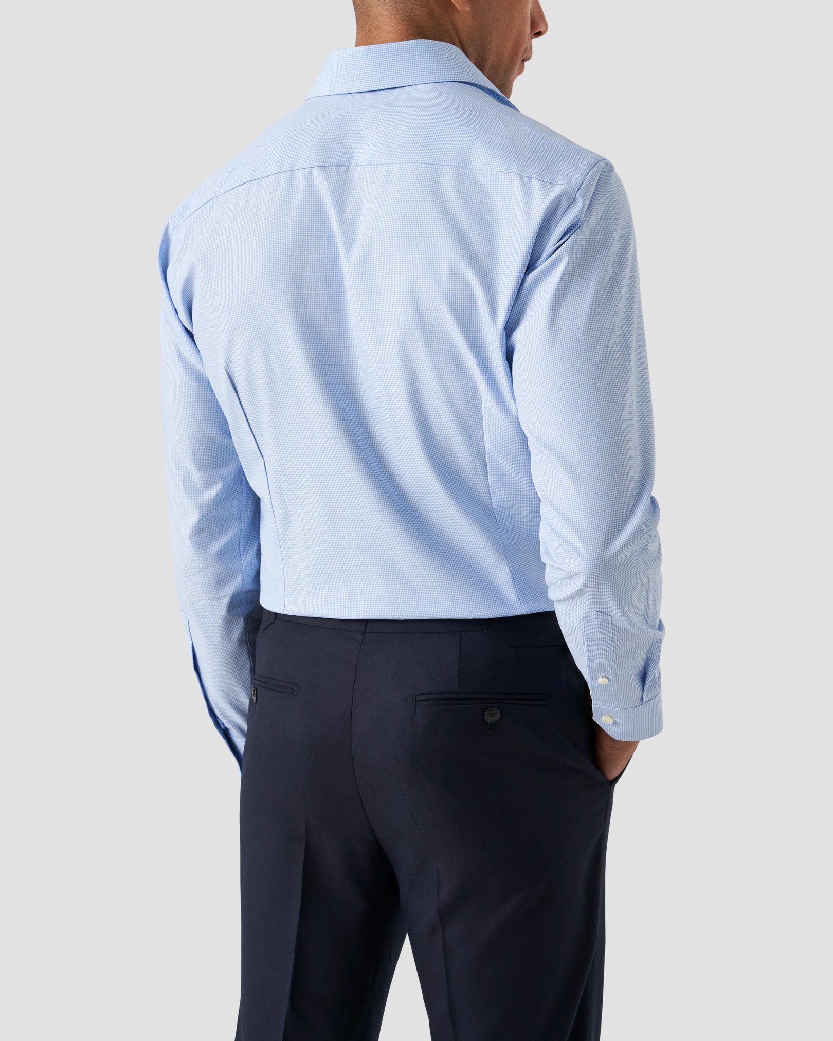 Eton - light blue fine check signature twill shirt