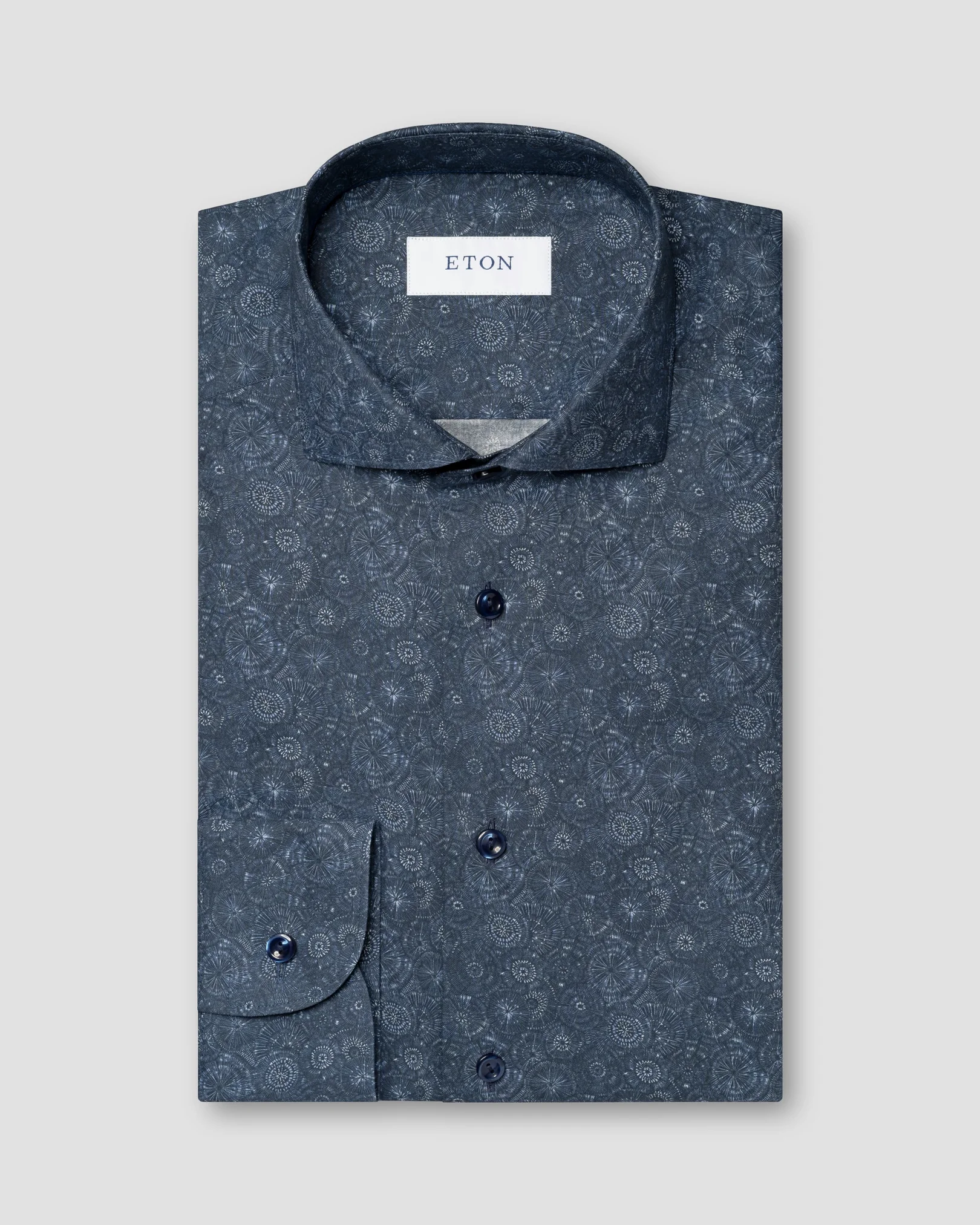 Eton - dark blue motif signature twill shirt